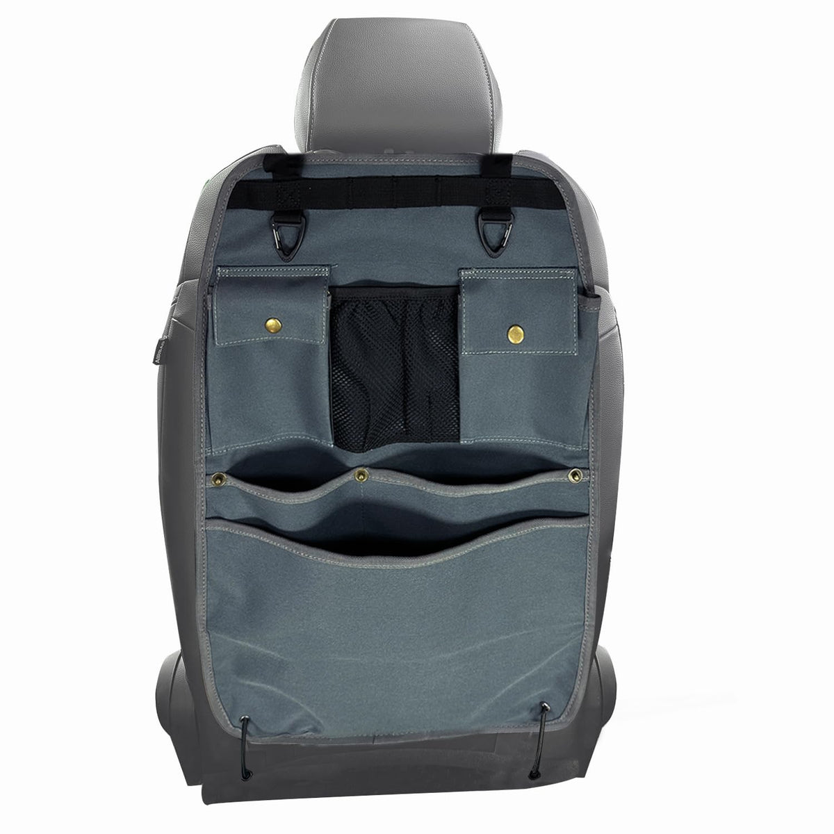 BEATUNEE front view of organizer showing pockets and hooks for tidy storage