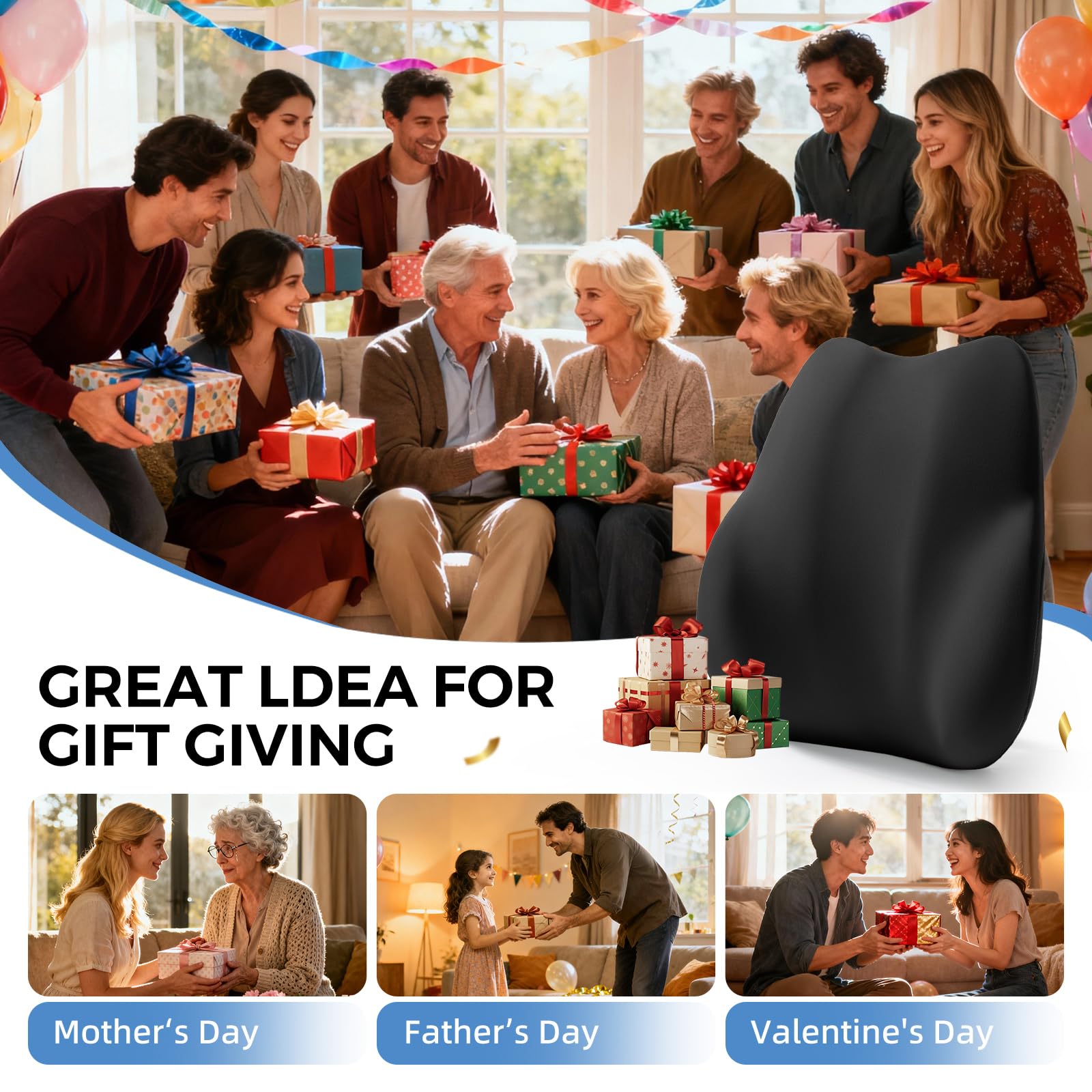 BEBAS lumbar pillow in lifestyle driving scene offering travel comfort