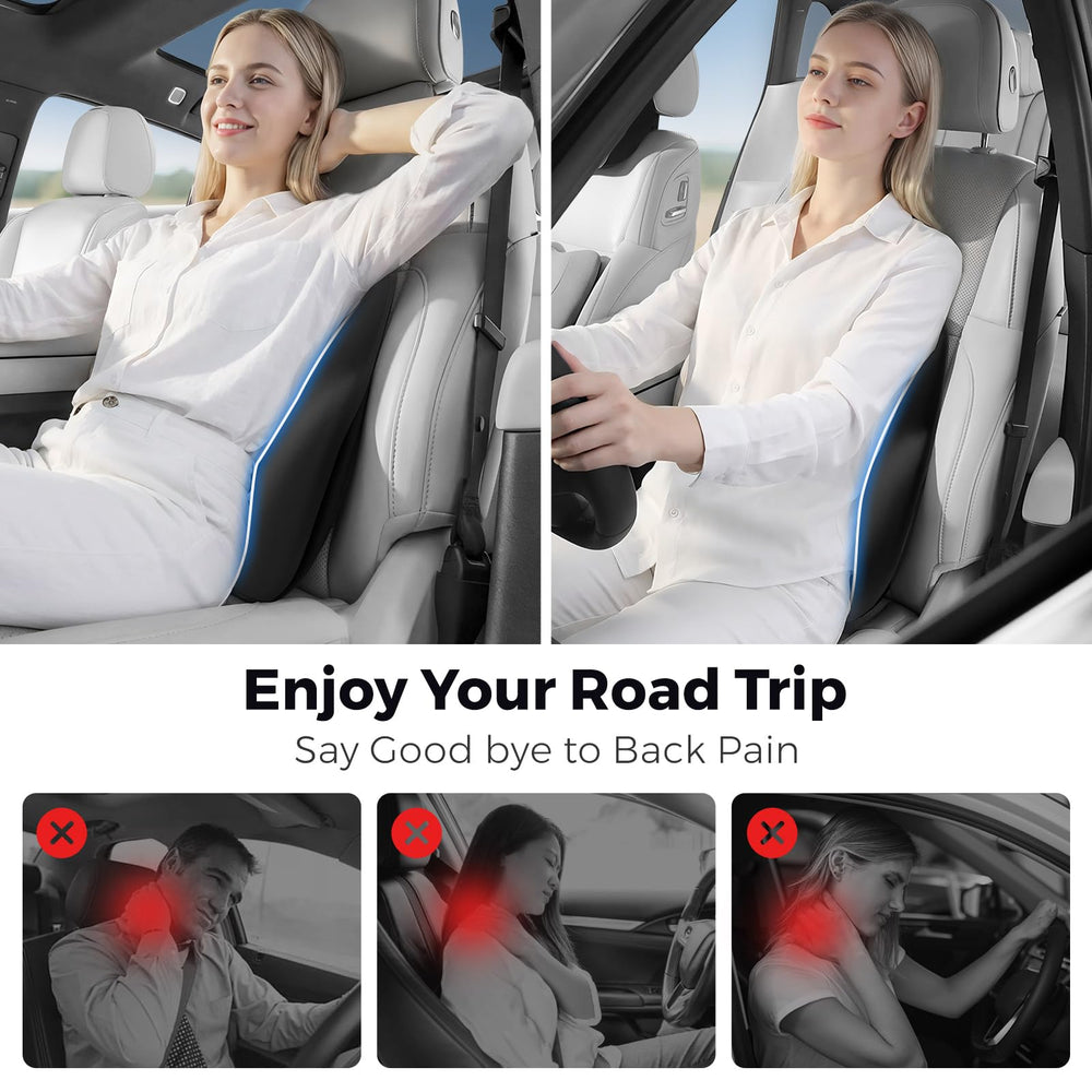 BEBAS lumbar pillow on office chair improving seated alignment