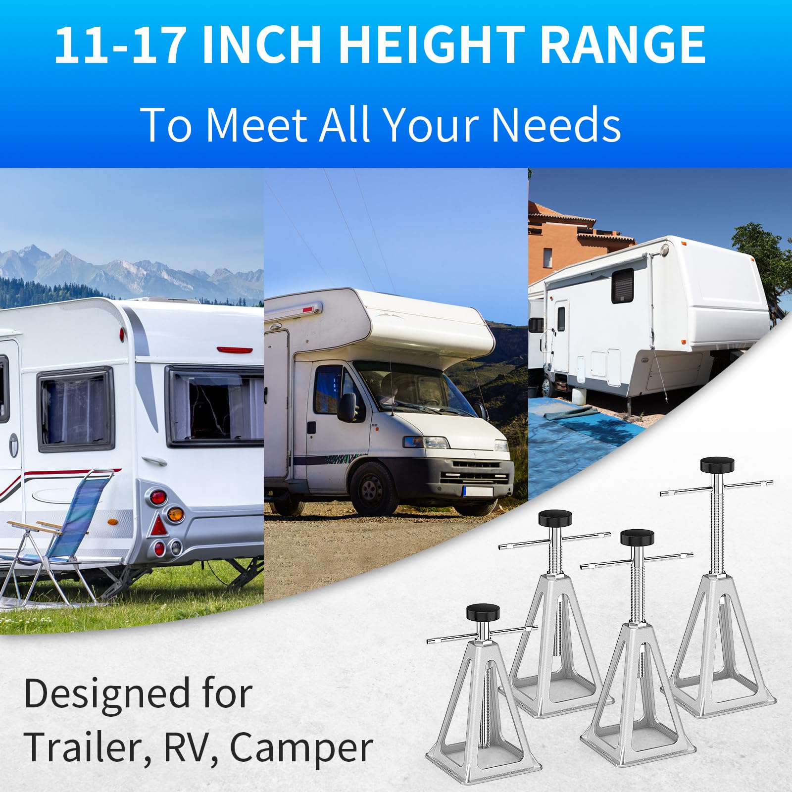 BEBOBLY height scale view demonstrating 11"–17" adjustable range benefit