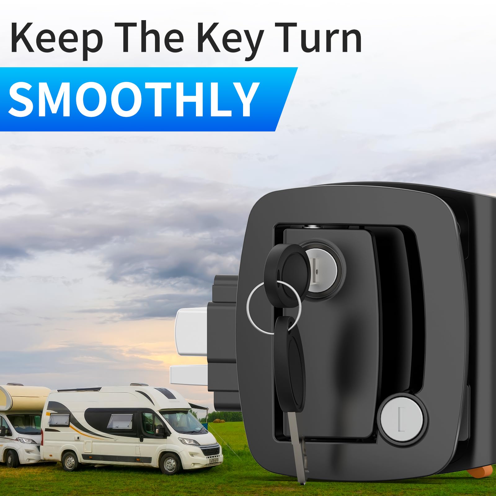 BEBOBLY lock held in hand beside tape measure showing compact size and lightweight benefit