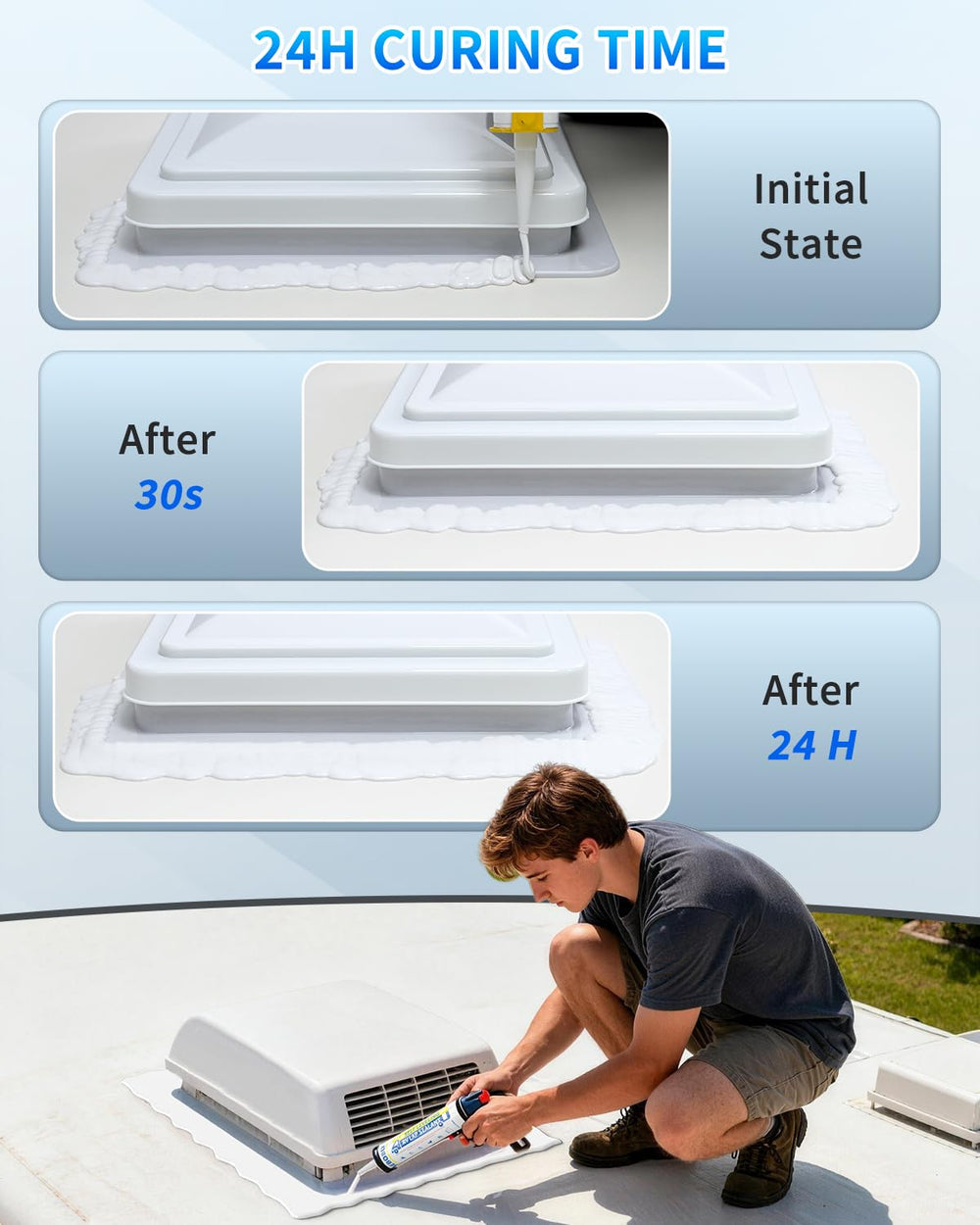 BEBOBLY cured finish texture on roof showing flexible, non-cracking seal