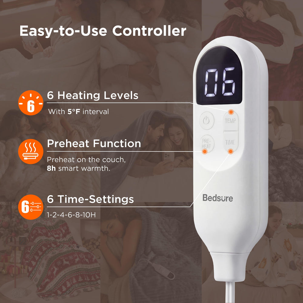 Bedsure controller and cord shown for easy heat level adjustments
