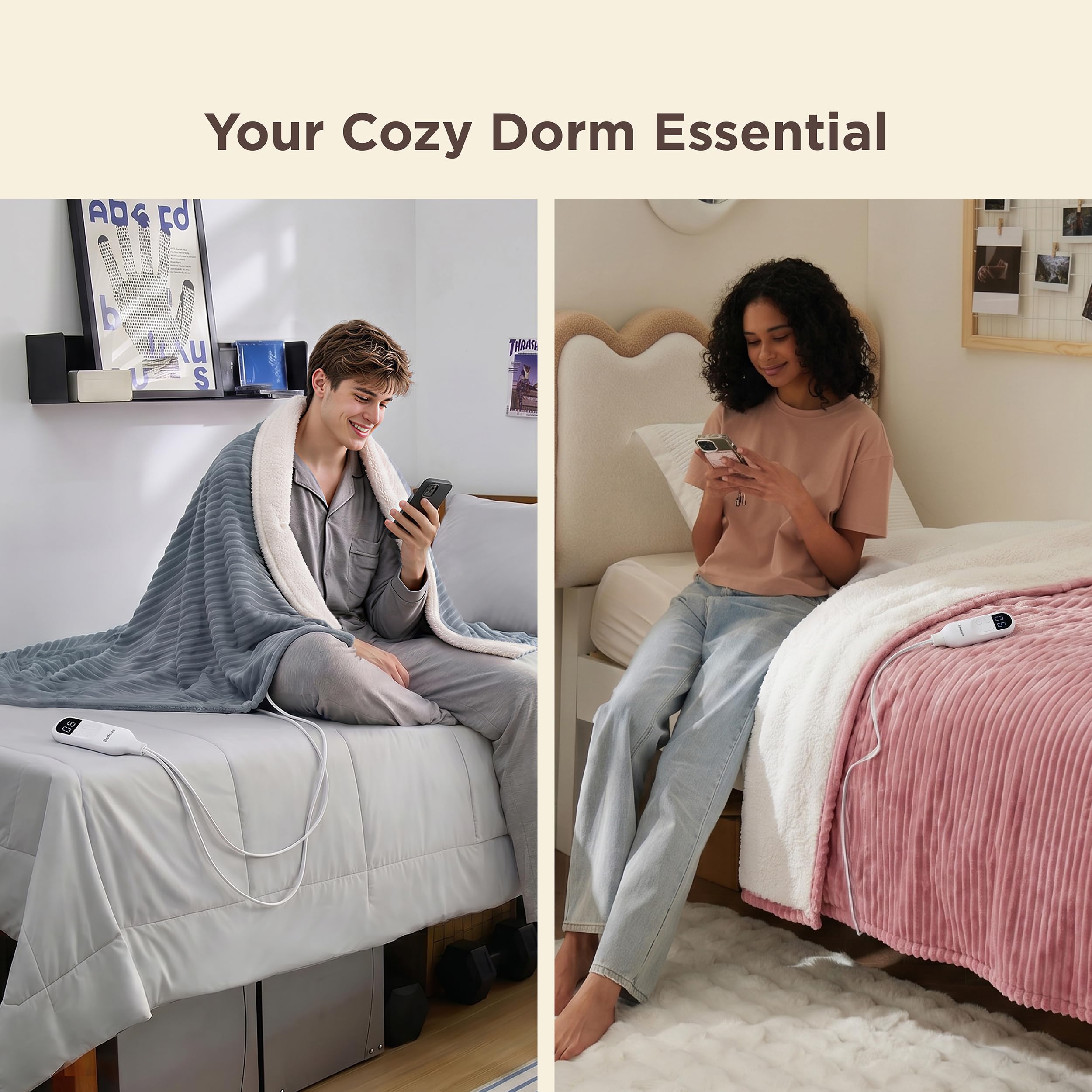 Bedsure sherpa backing detail showing plush underside that retains warmth comfortably