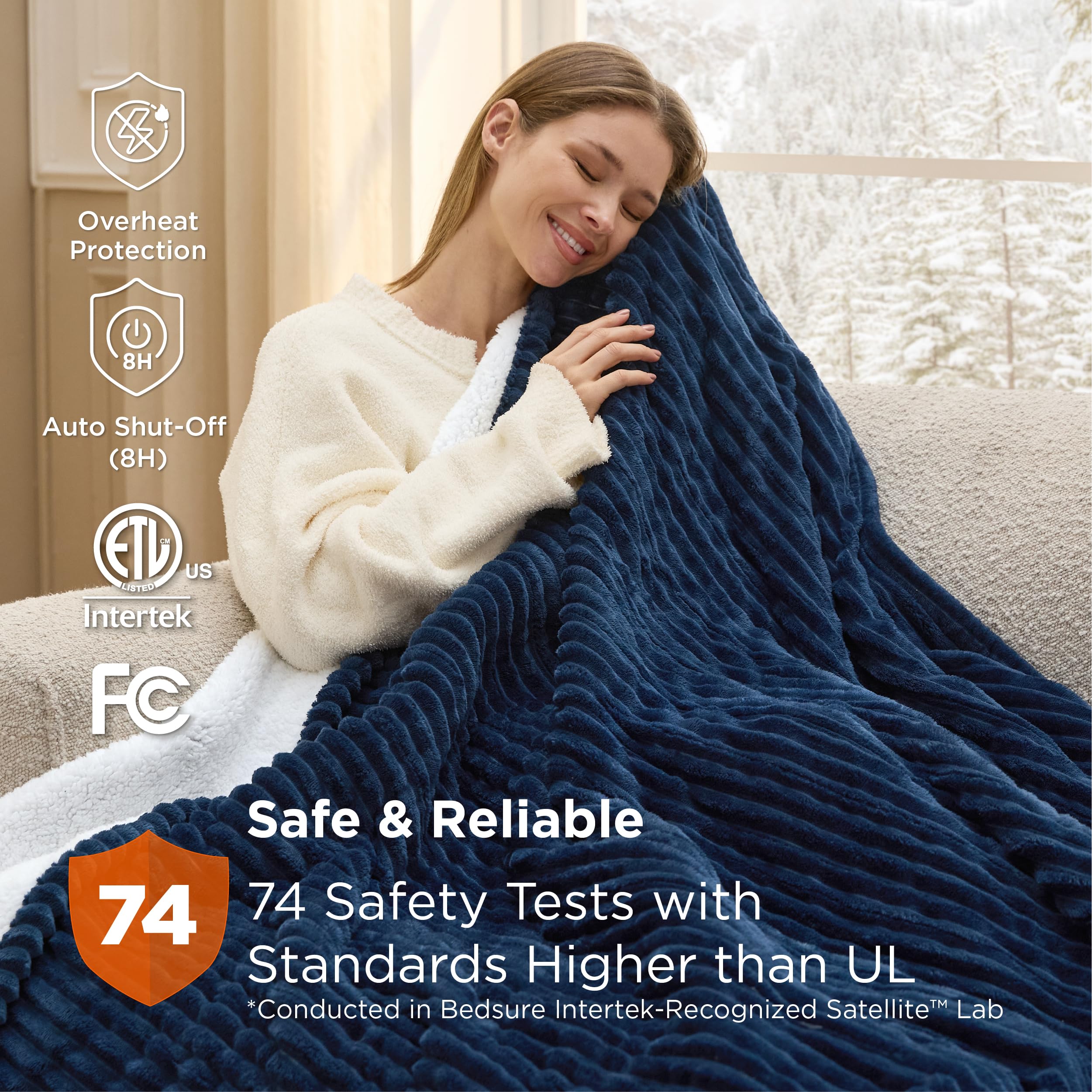 Bedsure blanket in preheat mode showing fast warm-up convenience