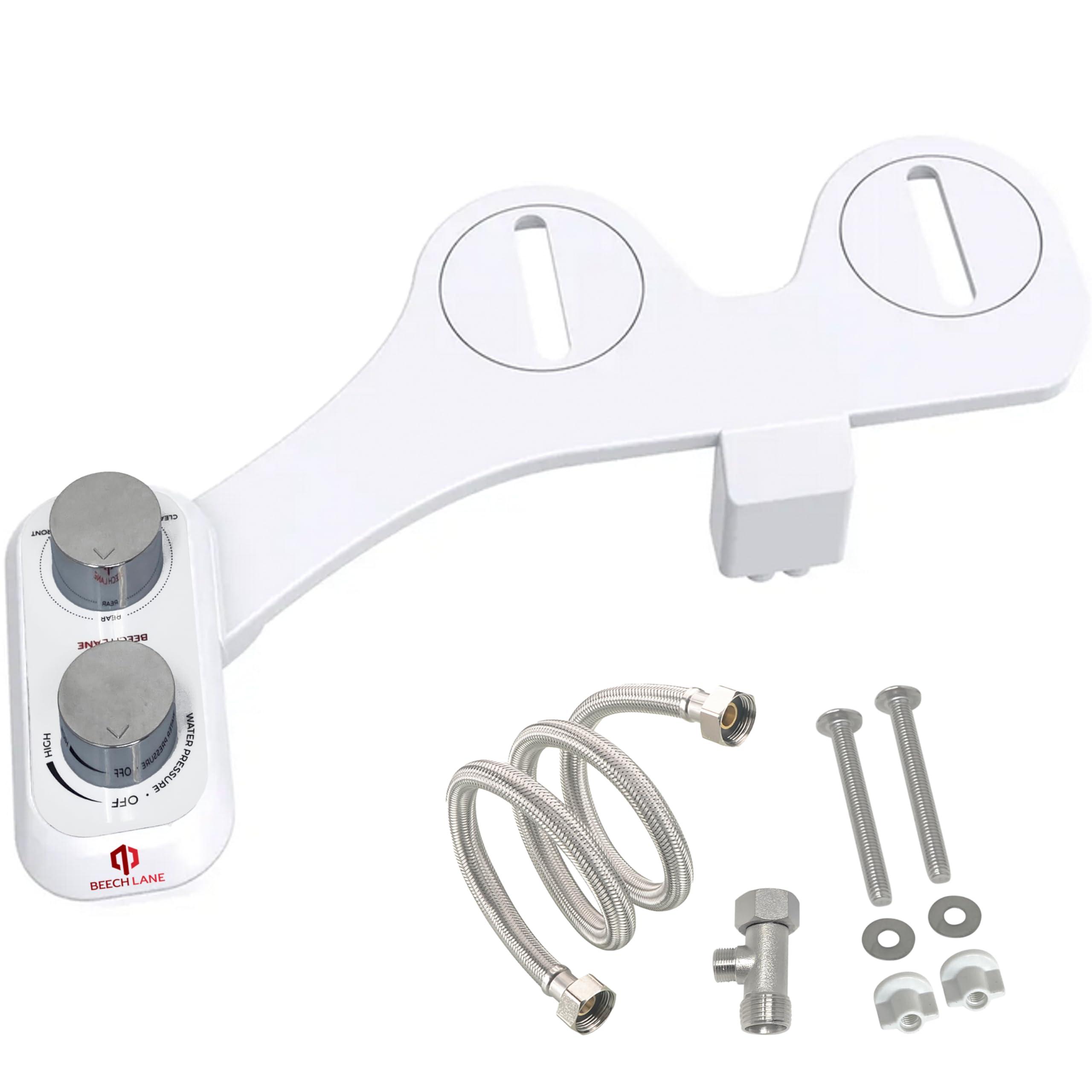 Beech Lane front view of compact RV bidet showing fit and compact design benefit