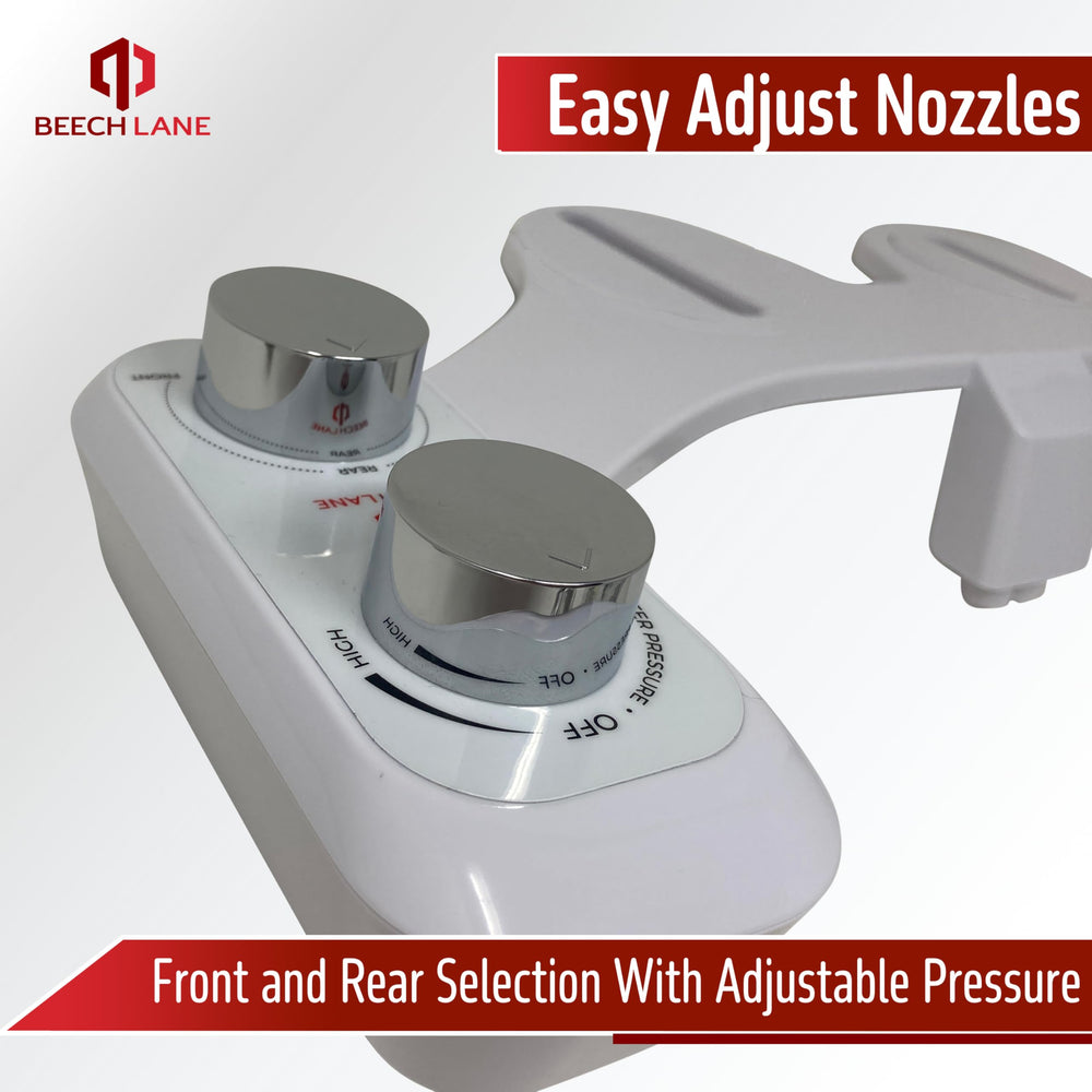 Beech Lane pressure dial detail highlighting adjustable spray strength for comfort
