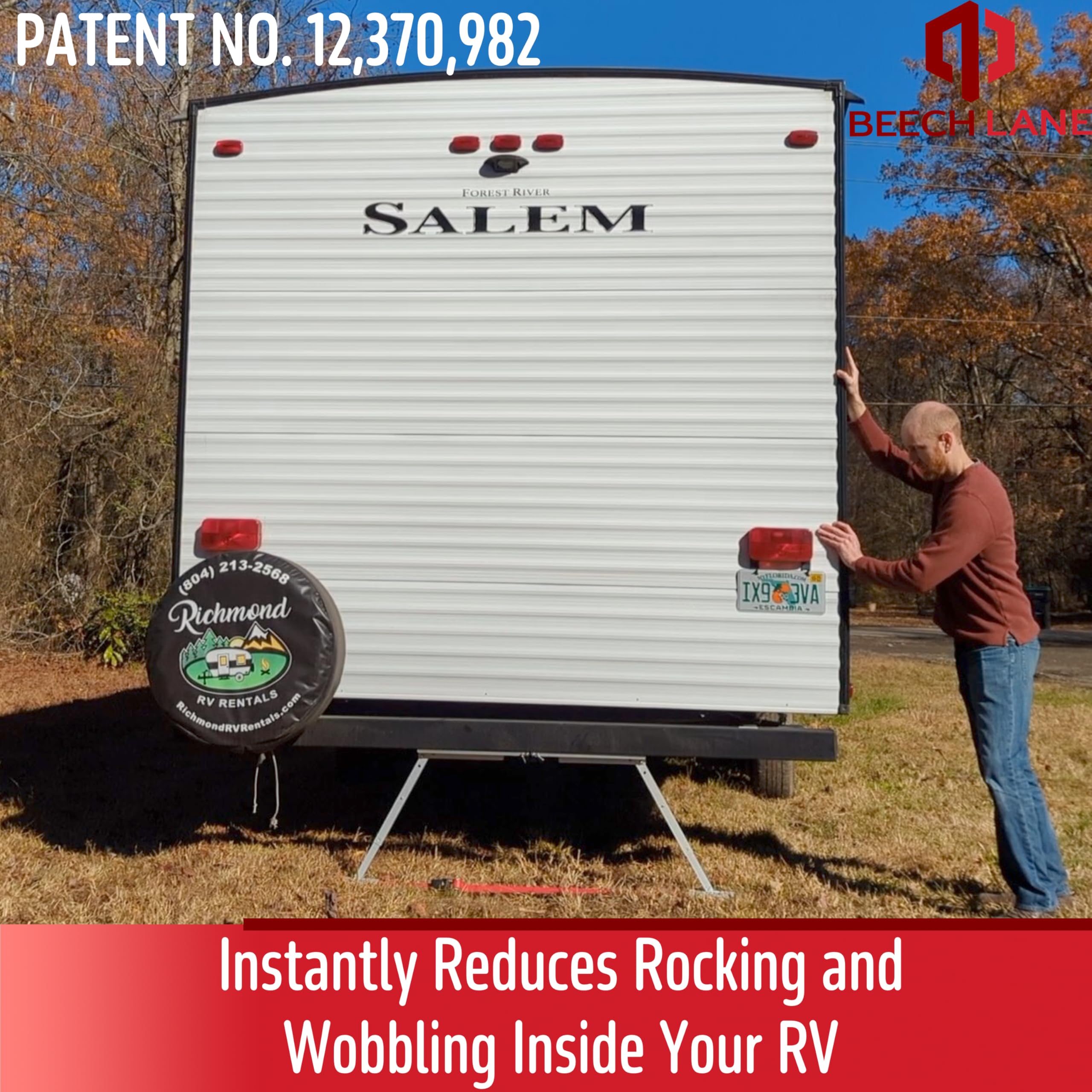 Beech Lane stabilizer folded for compact storage saving space in RV