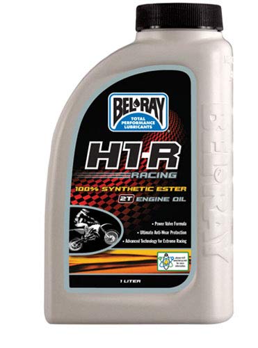 Bel-Ray H1-R on racing two-stroke motorcycle demonstrating performance