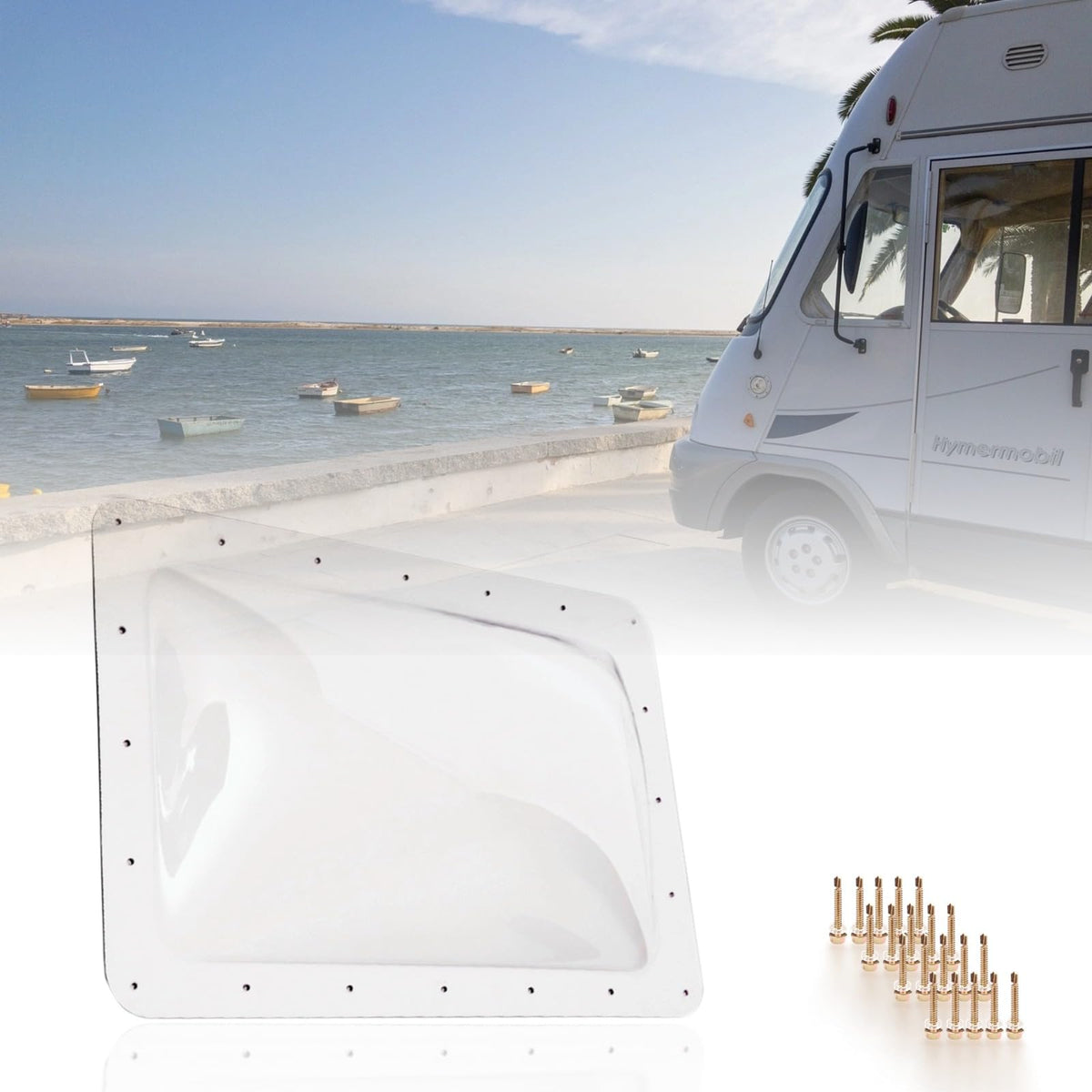 Beleeb front view clear skylight dome showing fit and bright natural light benefit