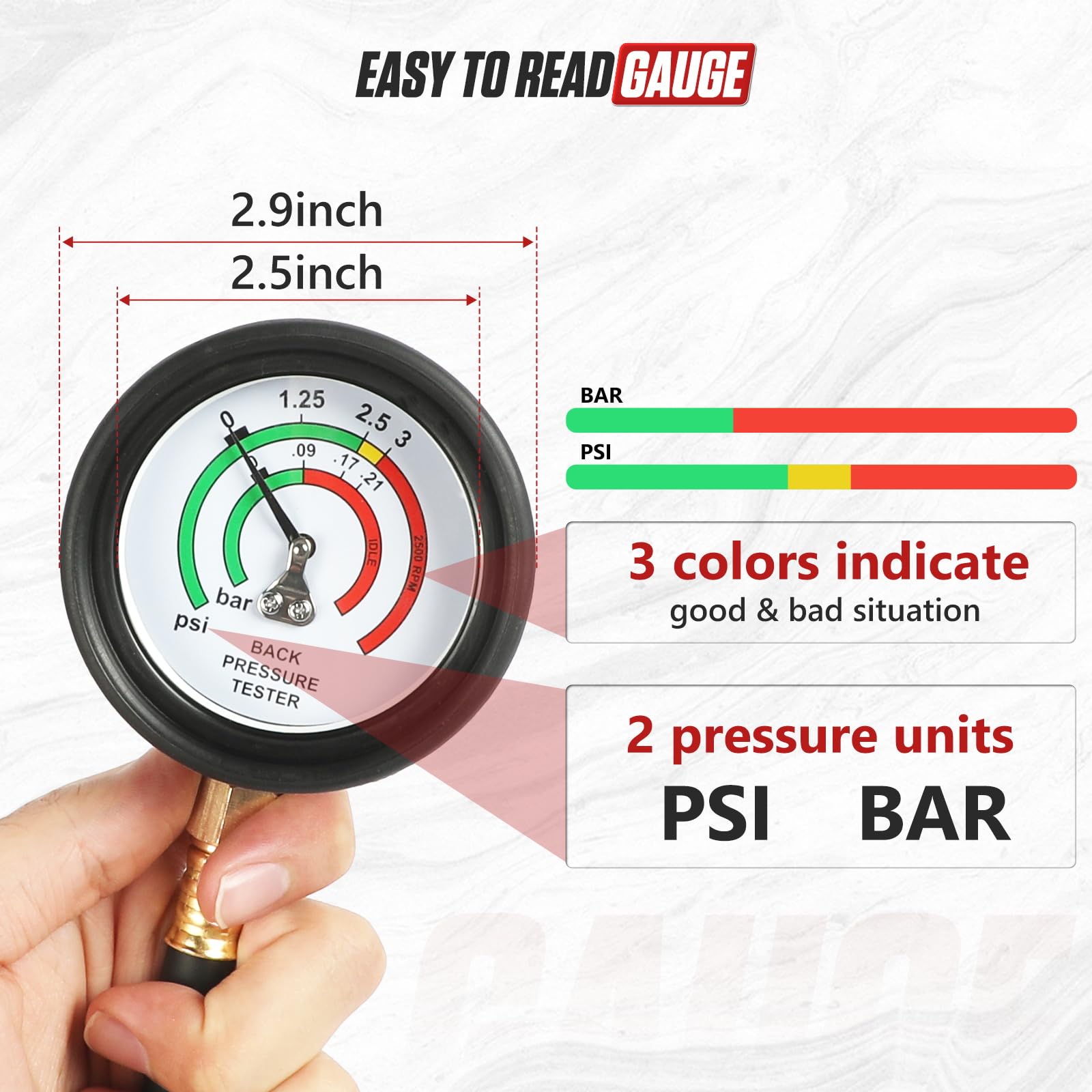 BELEY gauge positioned in driver seat for convenient in-cabin testing advantage