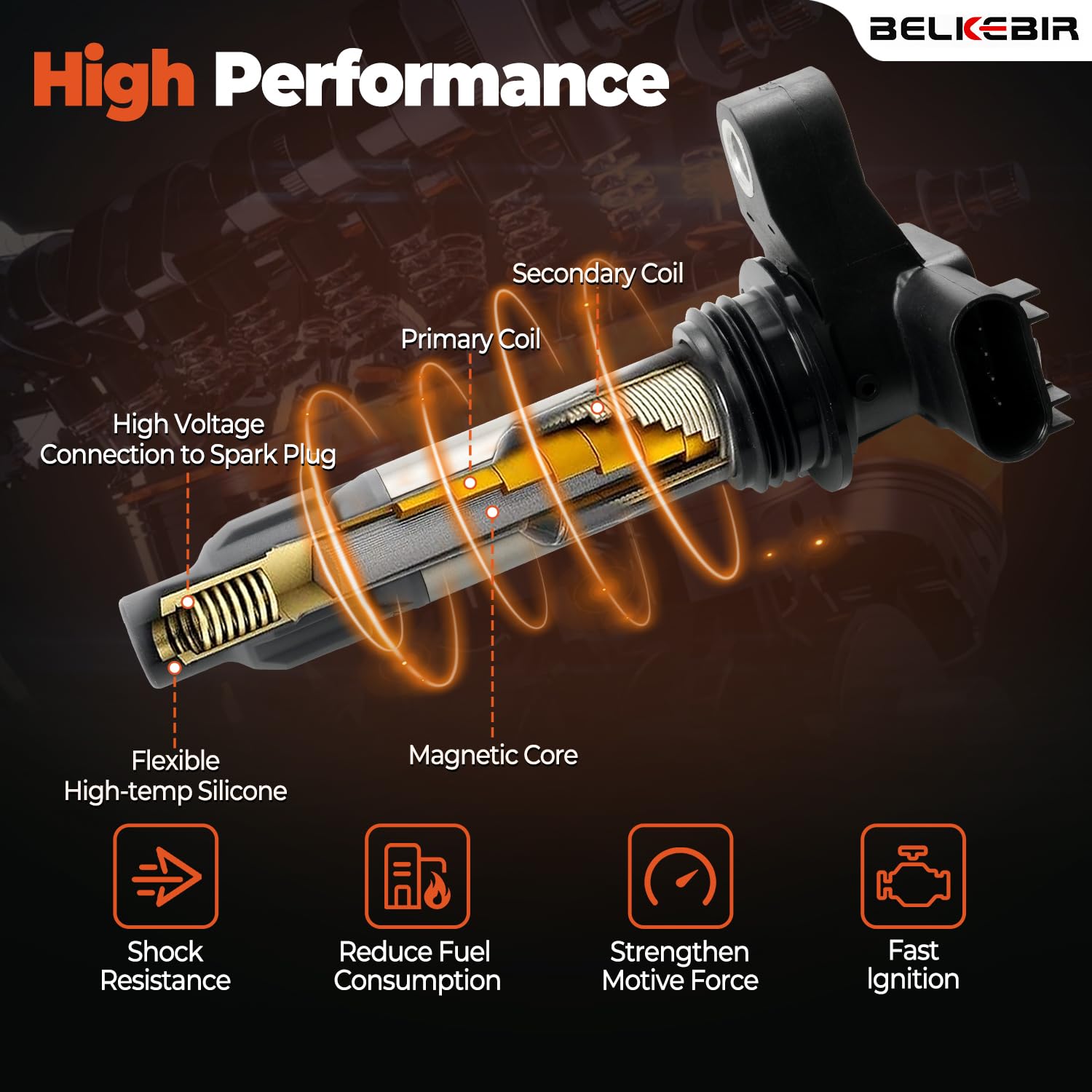 BELKEBIR coils installed in engine bay restoring reliable ignition