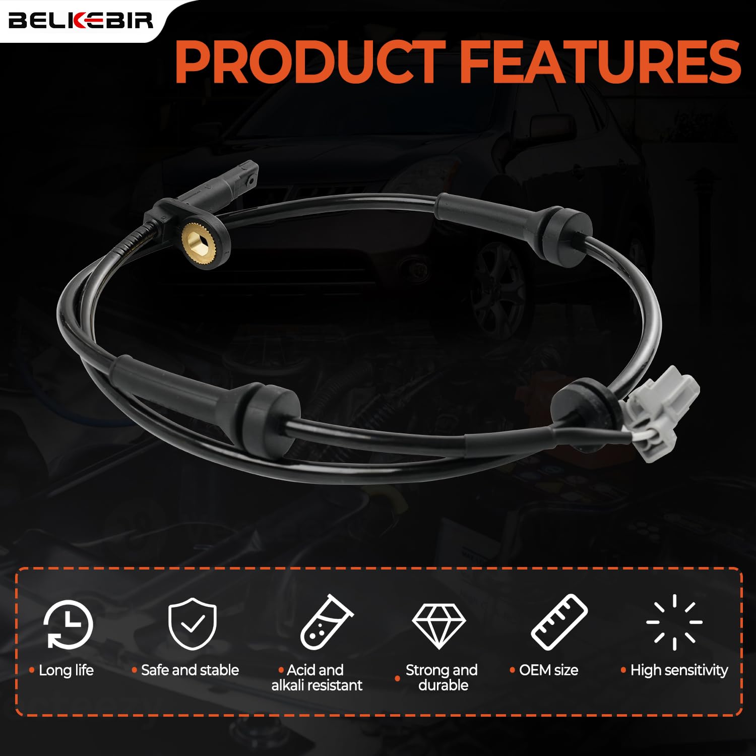 BELKEBIR sensor installed on wheel hub illustrating restored ABS signal reliability