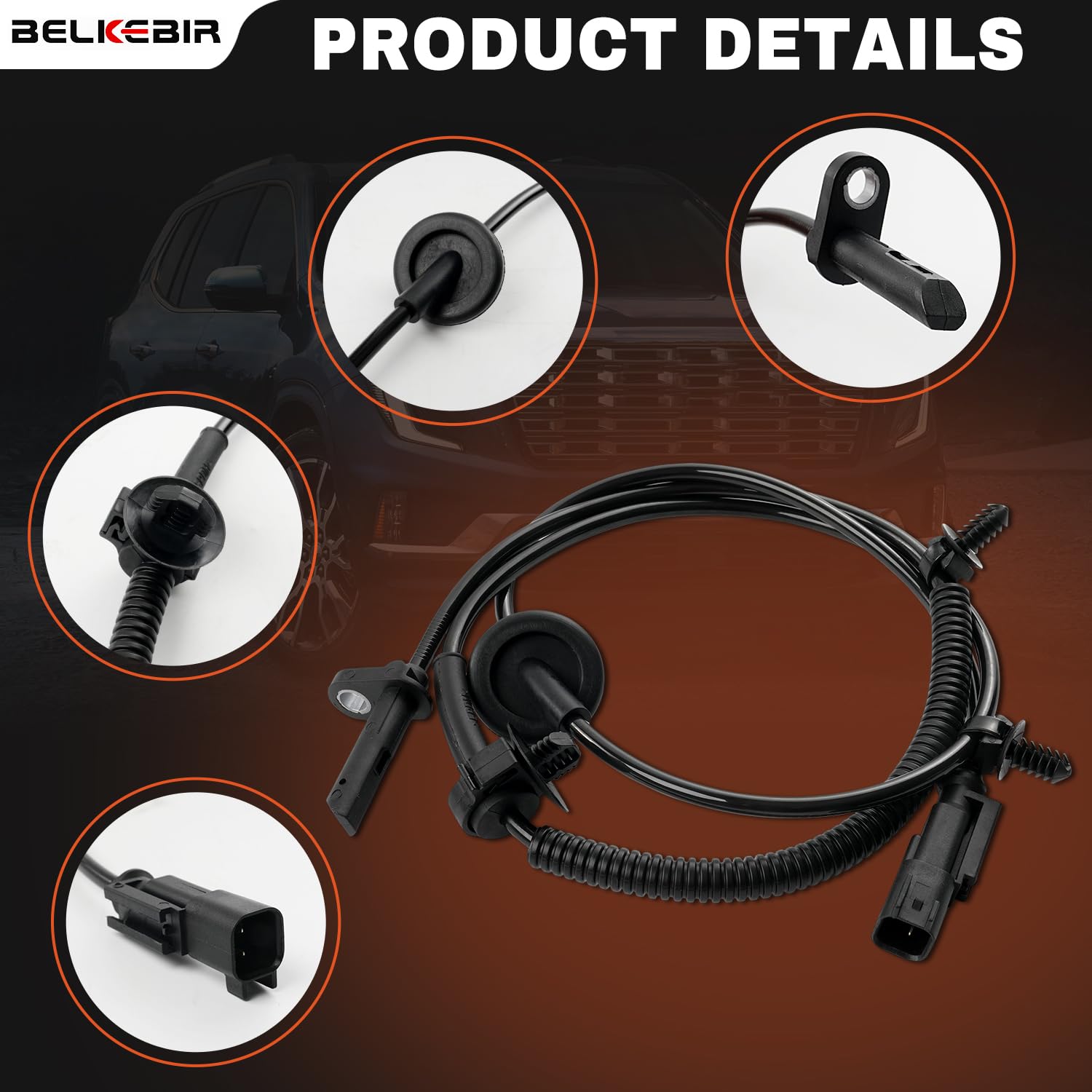 BELKEBIR sensor wiring harness showing correct length for direct fitment