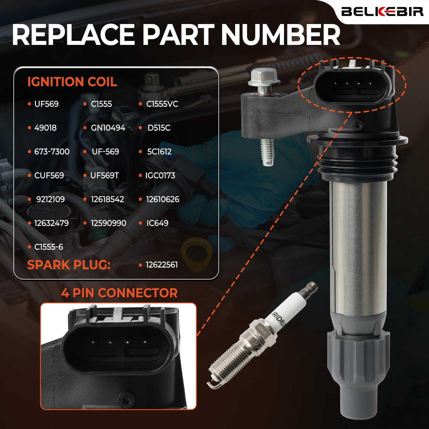 BELKEBIR iridium spark plug tip close-up for long-lasting performance