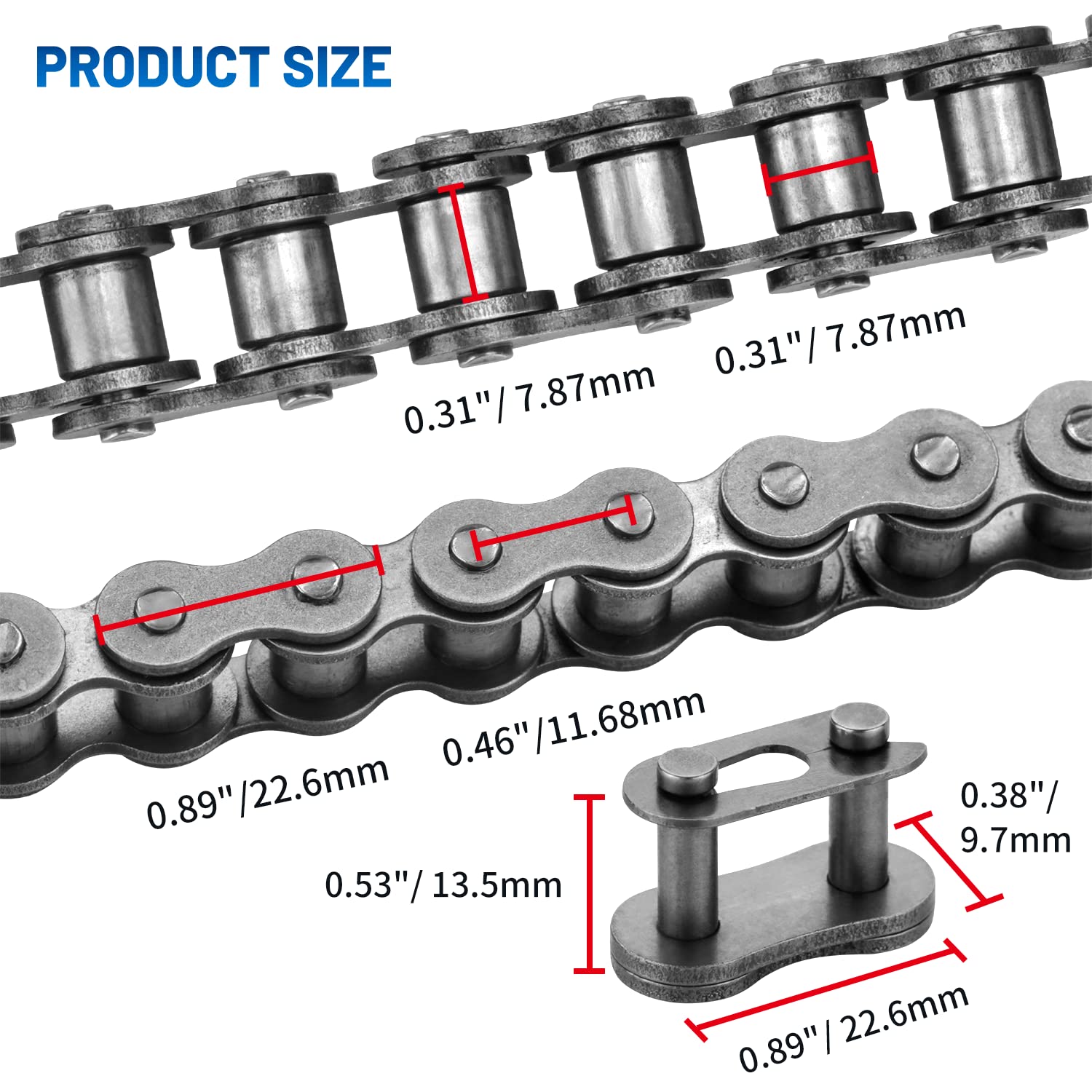 Belleone full 10-foot chain laid out to show 240 links and adjustable length benefit