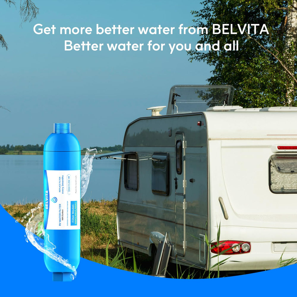 BELVITA at campsite water station showing improved tasting drinking water