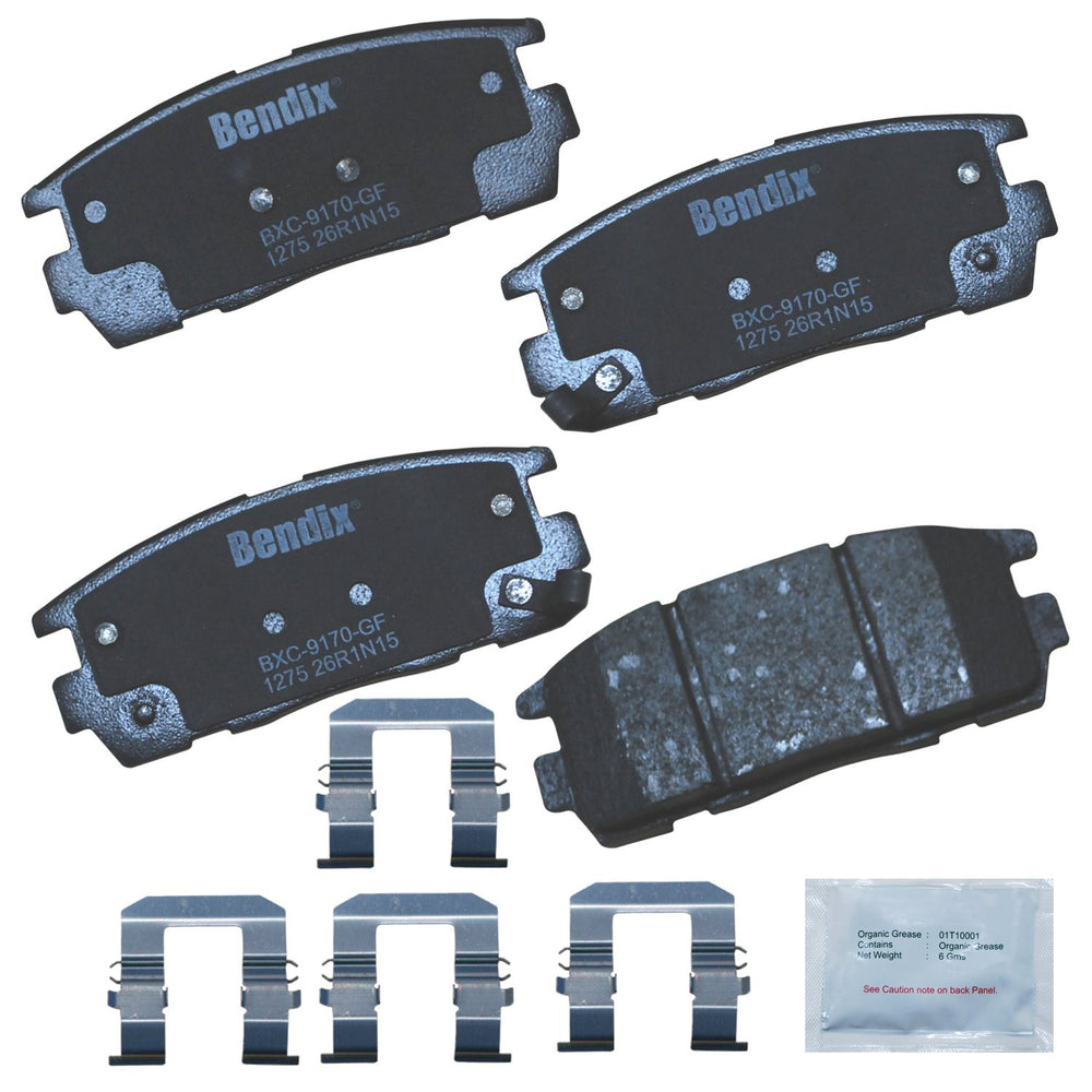 Bendix front packaging showing pads and hardware for easy identification and confidence