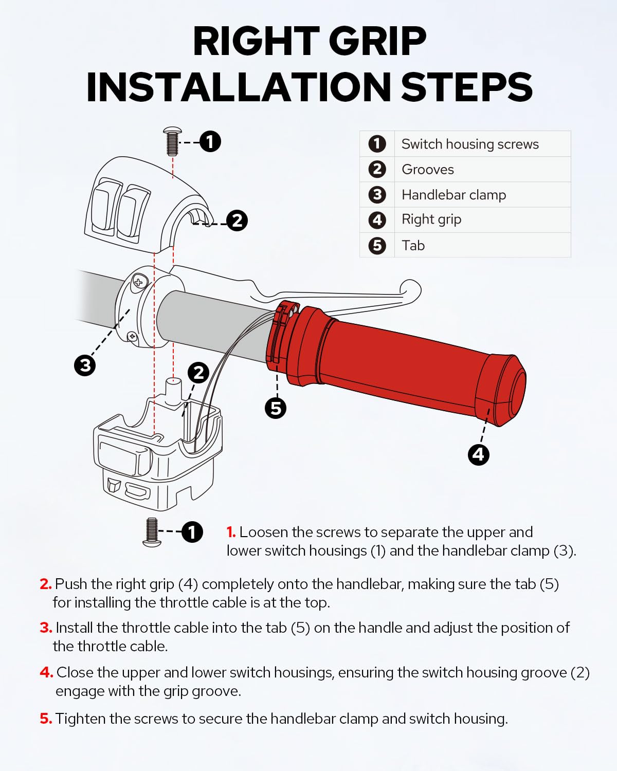 Benlari view of switch housing clamp installation for tool-free mount
