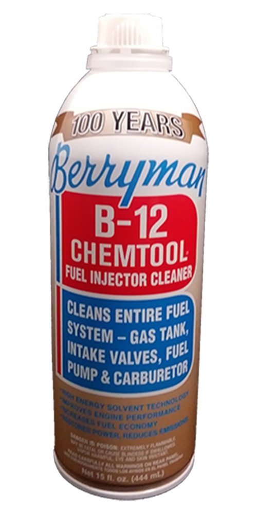 Berryman bottle front view showing label and benefits for fuel cleaning
