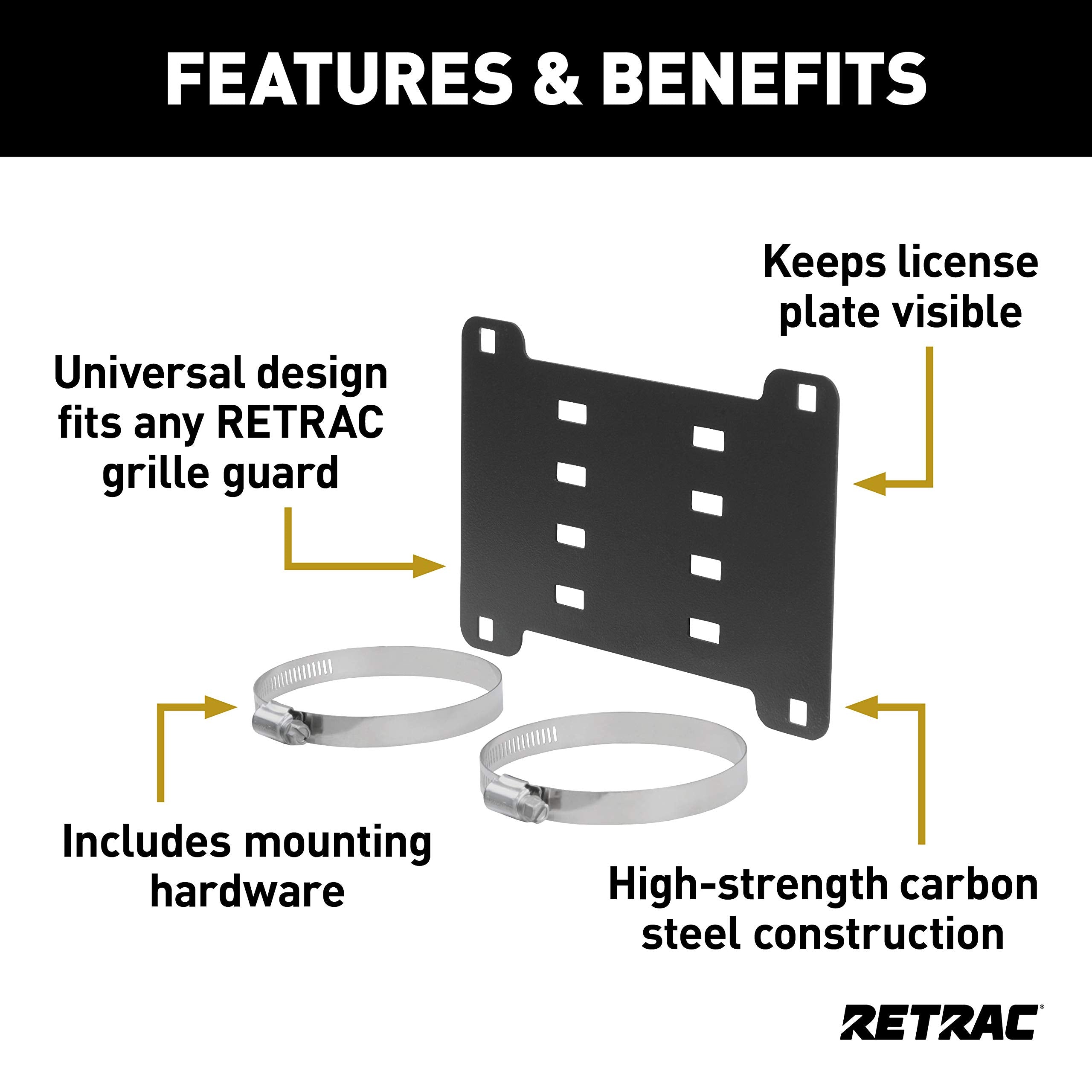 beseloa RETRAC mounted on grille guard demonstrating visible license plate