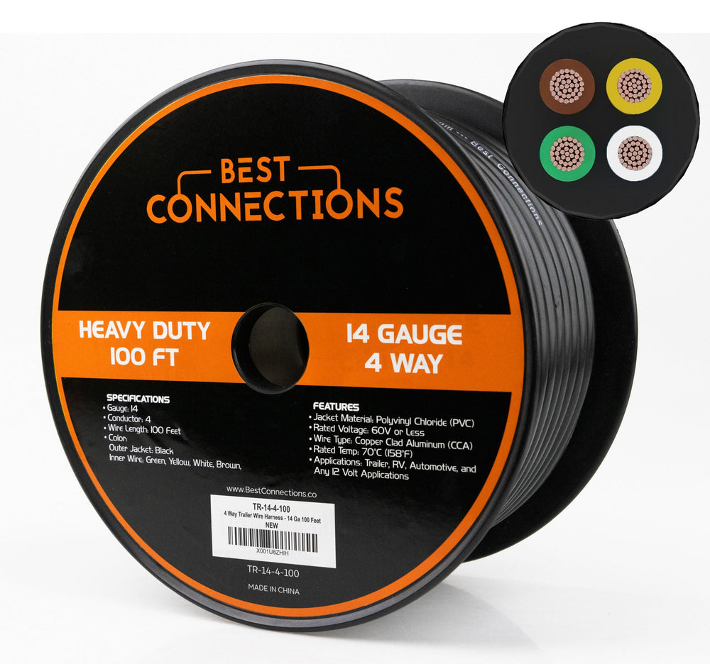 BEST CONNECTIONS front packaging showing 100ft cable and features for reliable towing