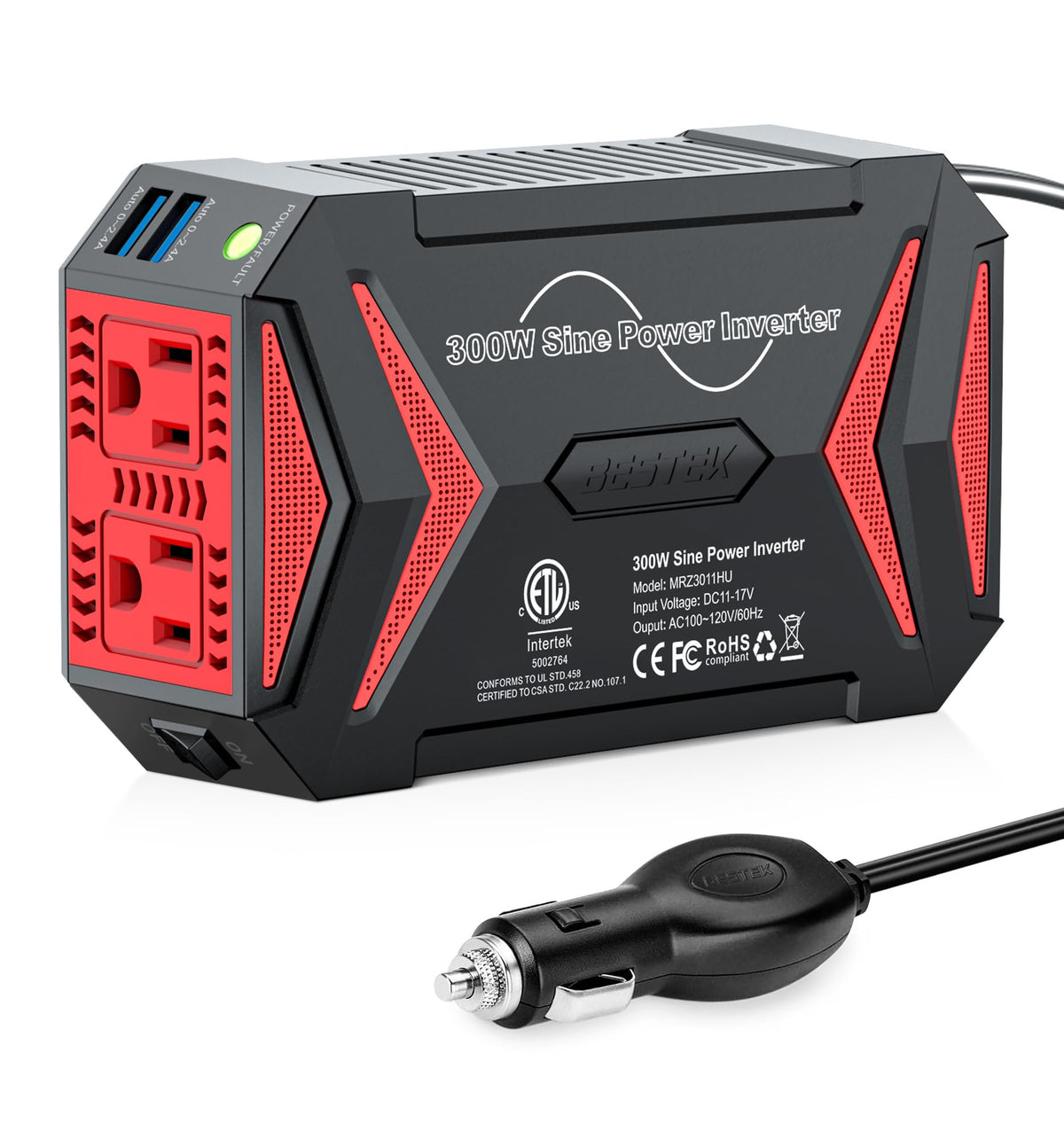 BESTEK front panel showing outlets and indicators for quick identification and safe use