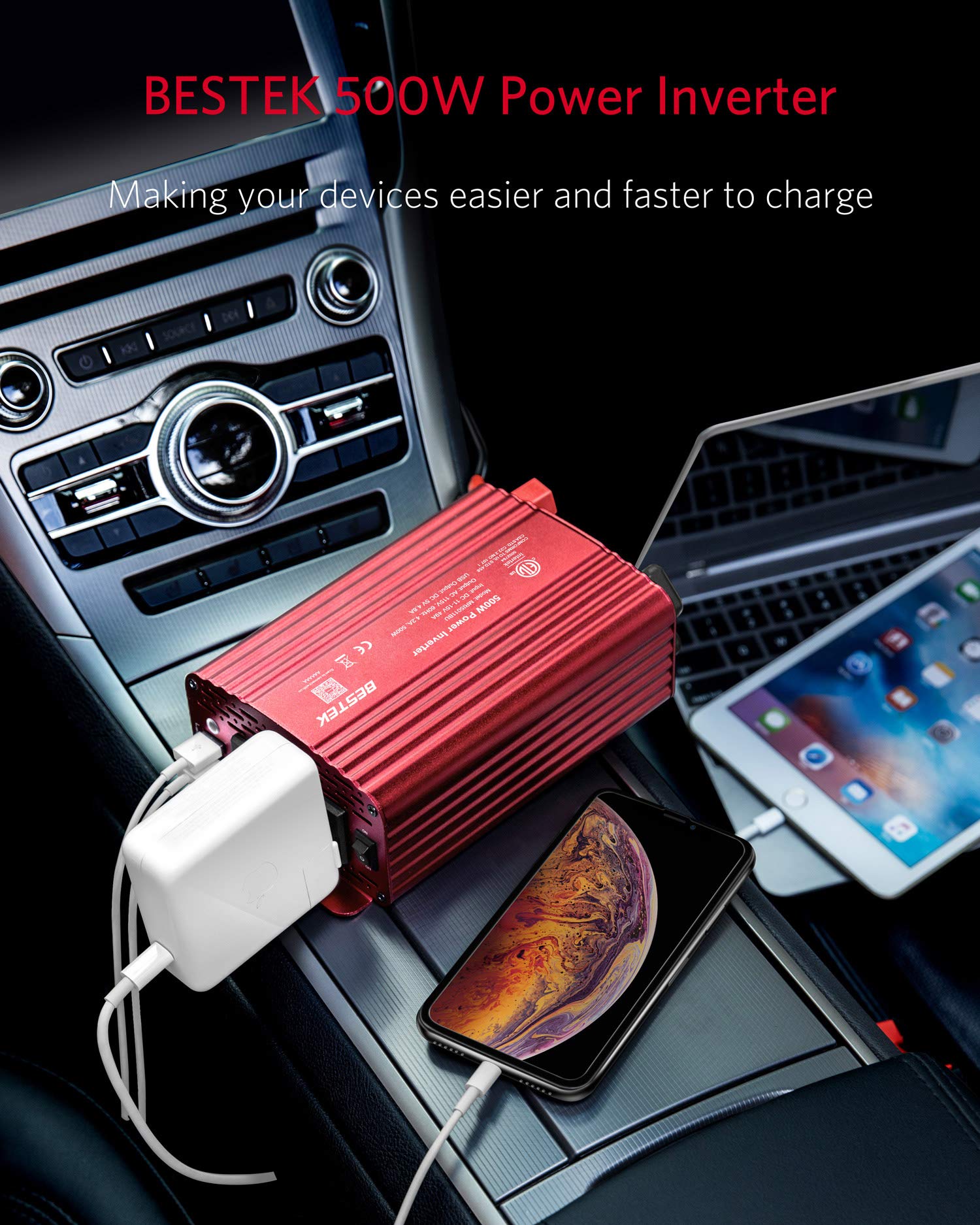 BESTEK mounted in vehicle trunk providing portable AC power