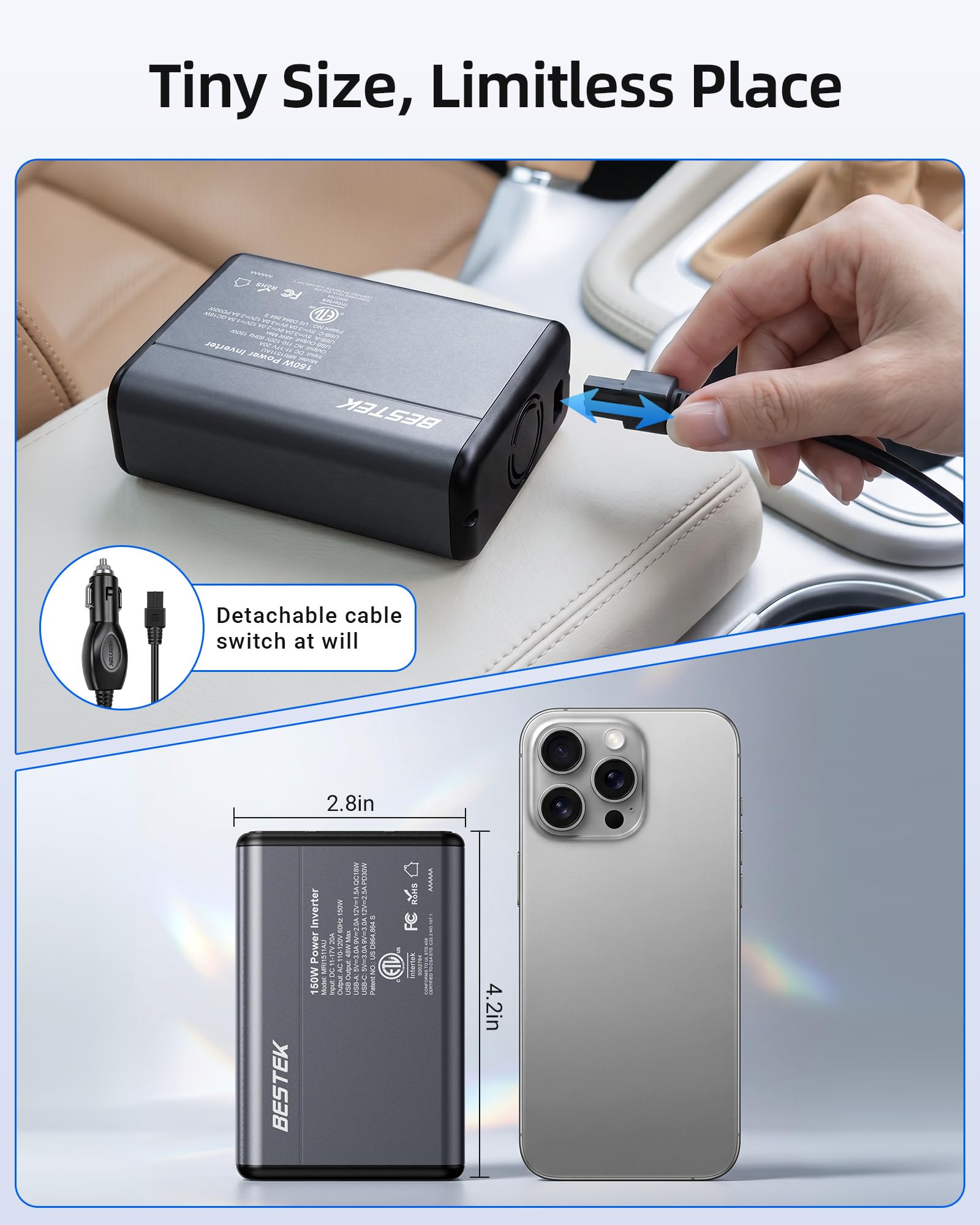BESTEK aluminum casing detail, improving cooling and durable road performance