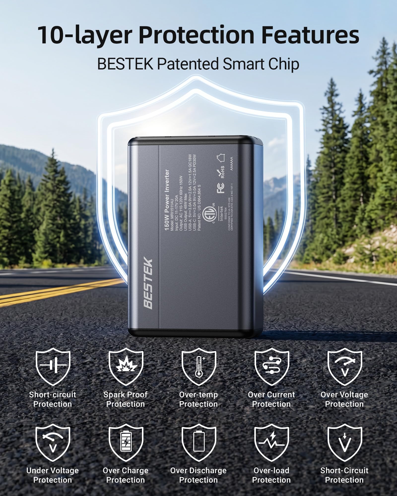 BESTEK detachable cable connected to inverter, providing tidy storage and easy swaps
