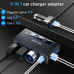BESTEK close-up of PD USB‑C and QC3.0 USB ports for fast device charging