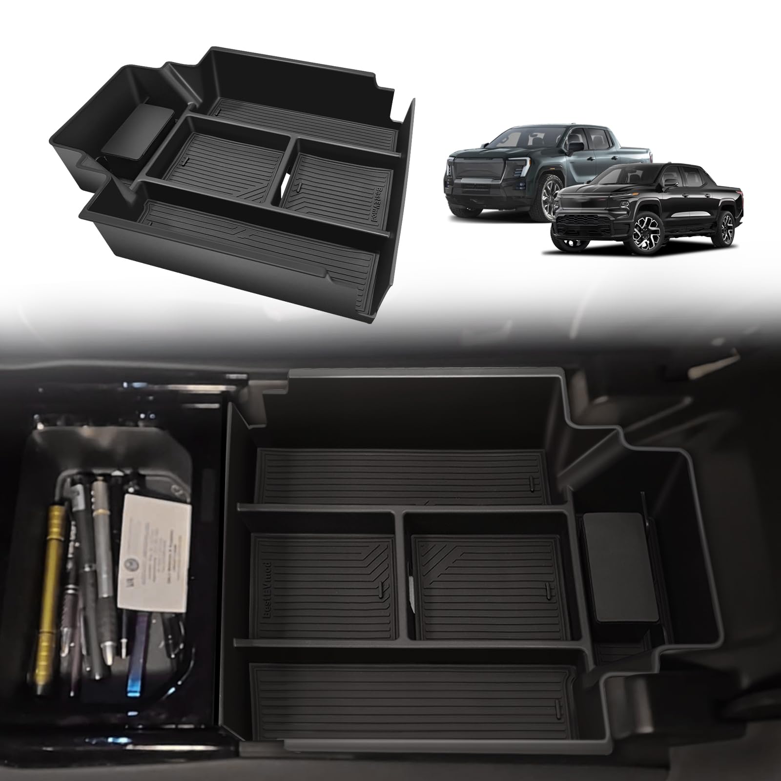 BestEvMod front view showing organizer packaging and fit benefit