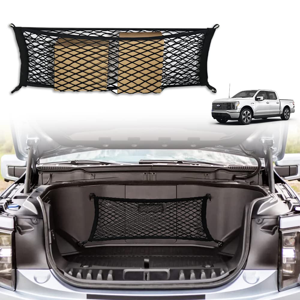BestEvMod frunk cargo net front view showing clean organization benefit