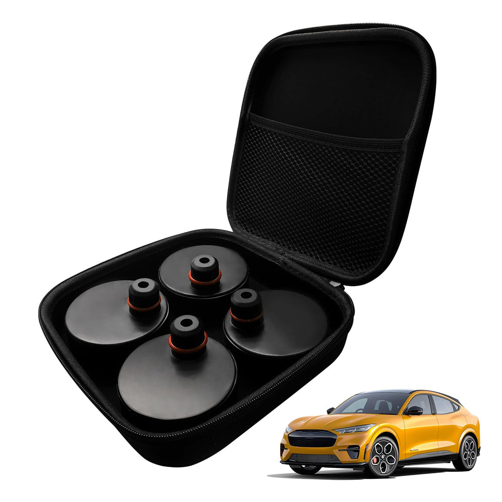 BestEvMod pad displayed in garage with Mach‑E, prevents battery damage