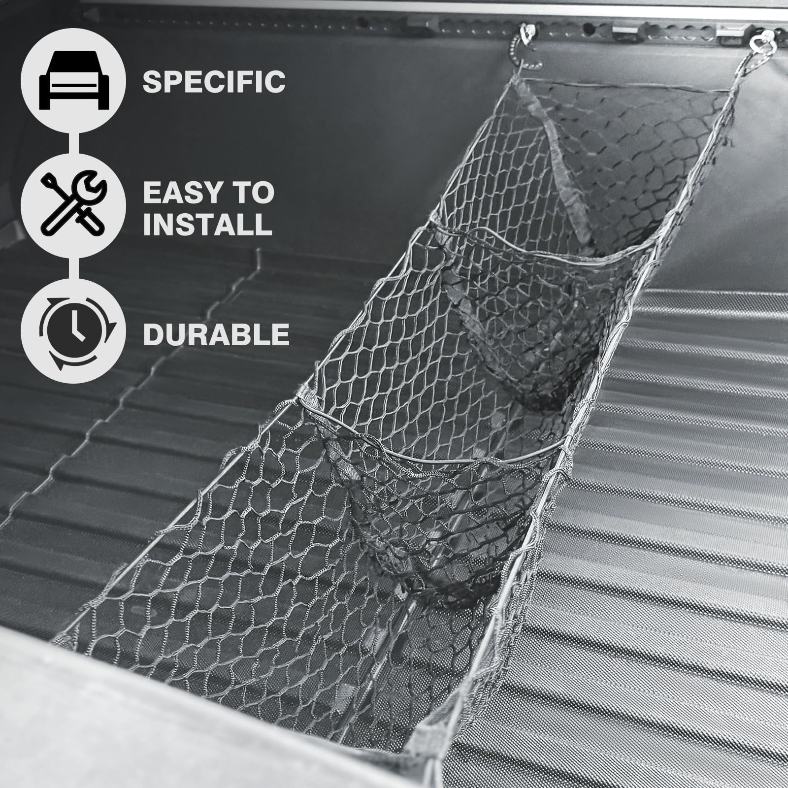 BestEvMod cargo net next to tools for scale, holds heavy items