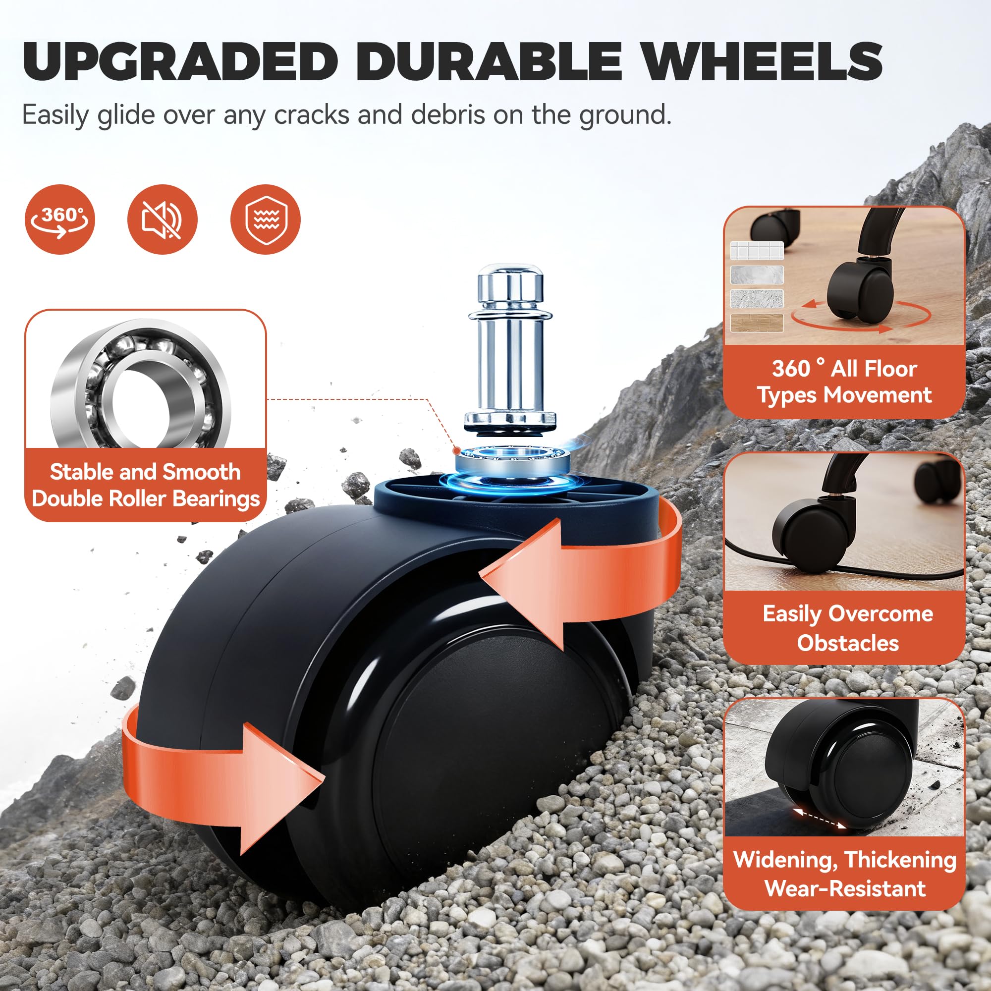 BestGlory heavy-duty five caster base ensuring smooth mobility and stability
