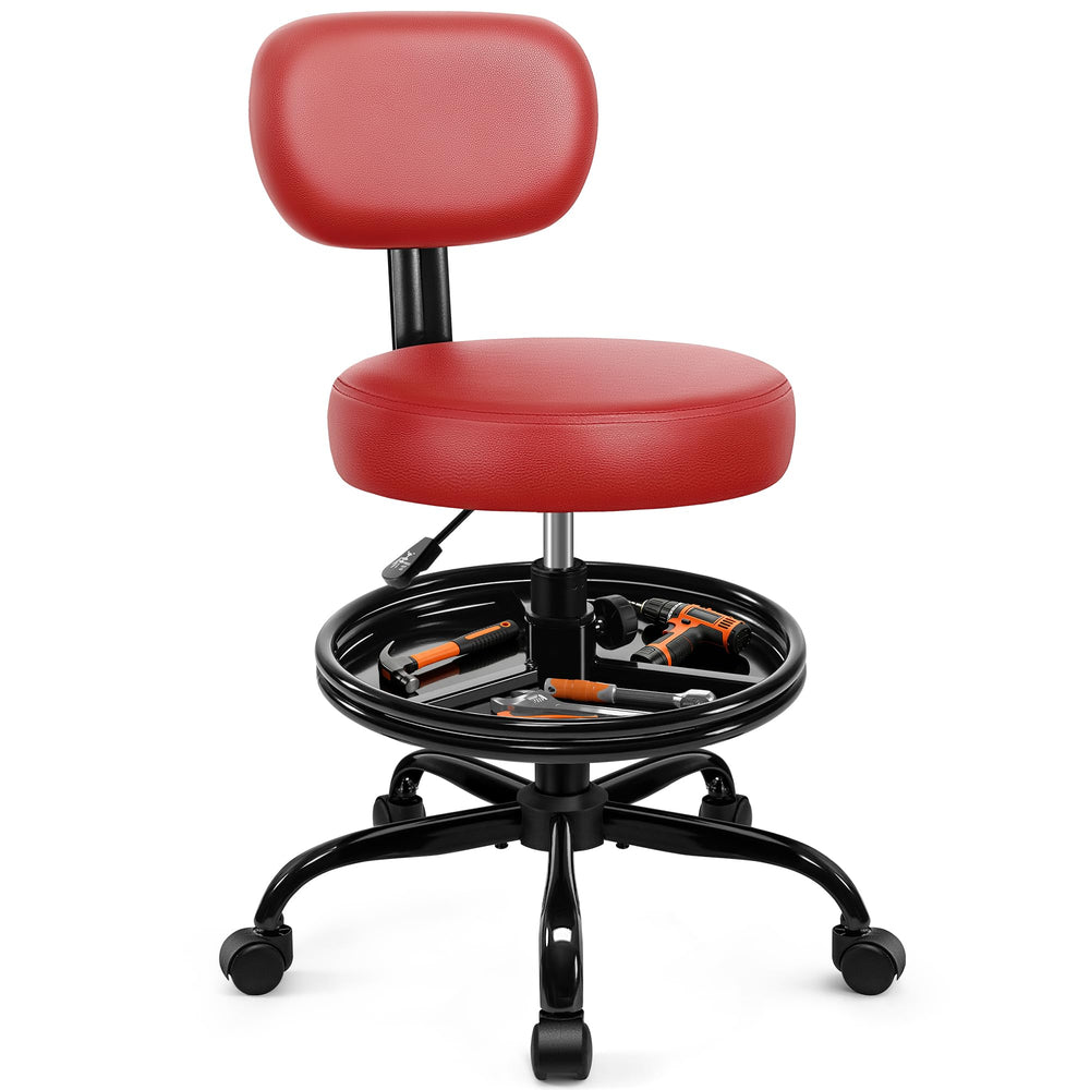 BestGlory front view of red stool showing seat and backrest for comfortable posture
