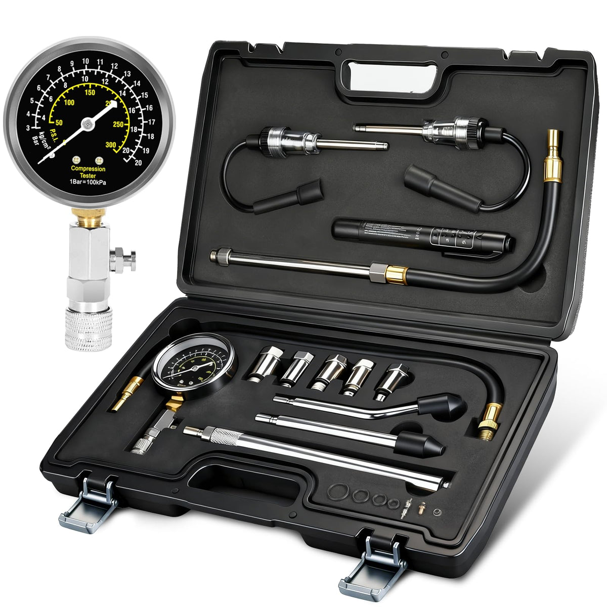 BETOOLL front view of the complete 14-piece diagnostic kit showing portability and coverage