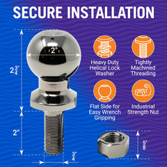 Better Boat hitch ball mounted on trailer coupler demonstrating secure towing benefit