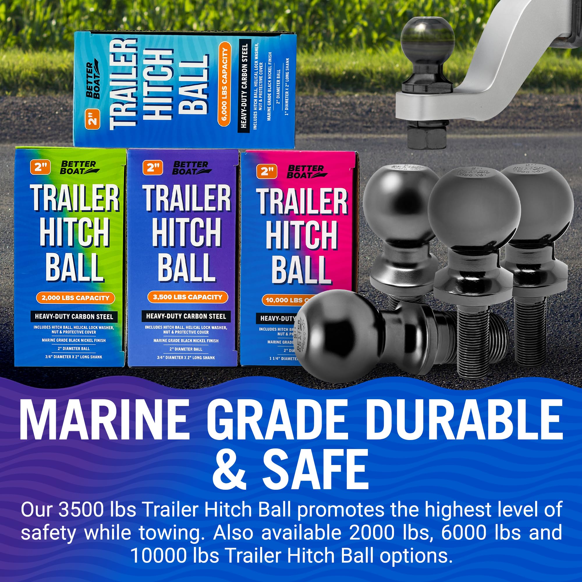 Better Boat rubber cover on hitch ball protecting finish from weather benefit