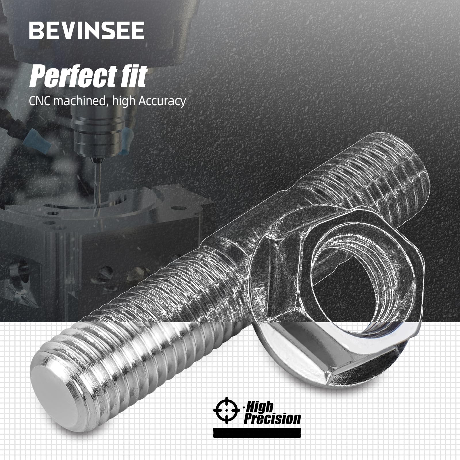 Bevinsee studs laid next to ruler showing M10-1.25 x 48mm dimensions