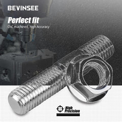 Bevinsee studs laid next to ruler showing M10-1.25 x 48mm dimensions