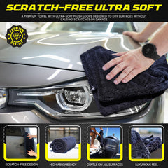 Beyond Braid towel next to hand showing 24x36 scale for fast large-panel drying