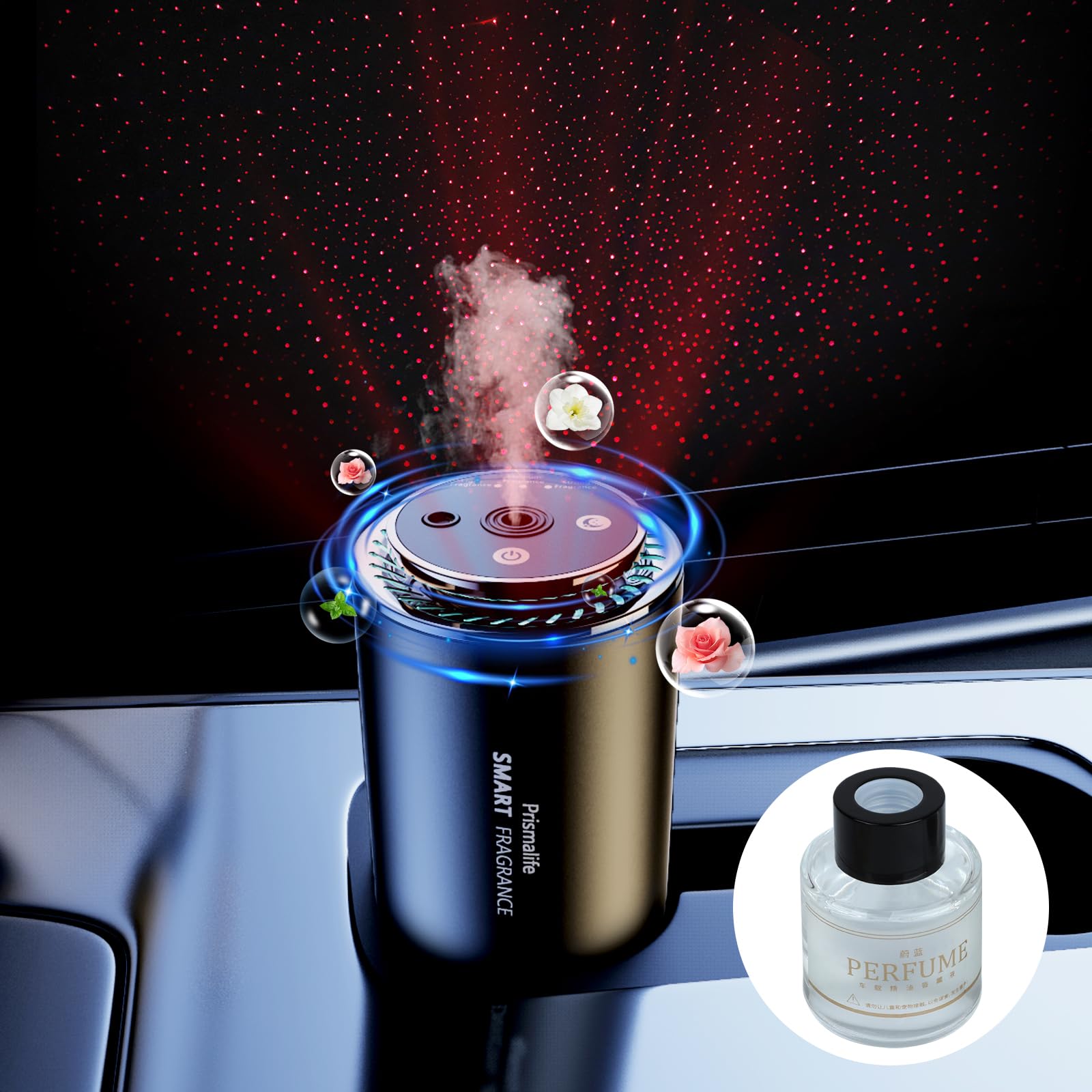 BFTNTO front view of diffuser showing compact design and cupholder fit