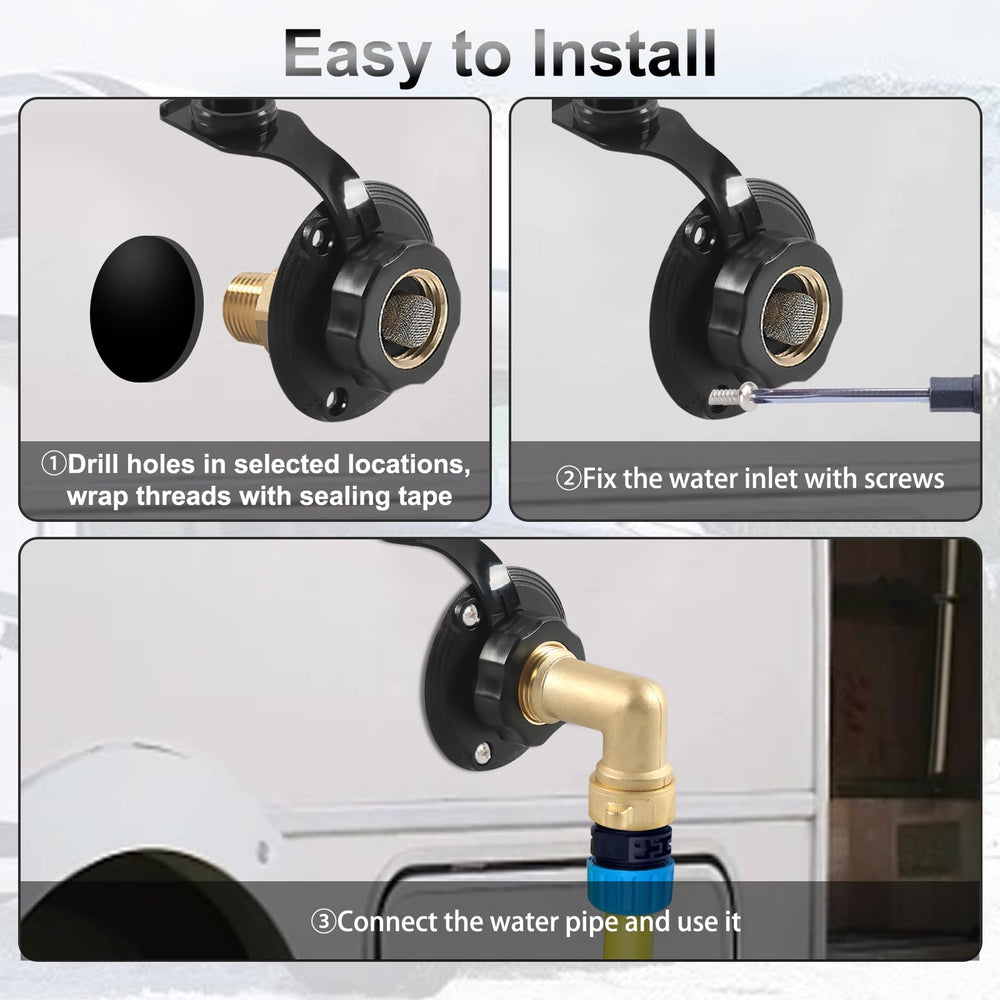 BFXM inlet installed in RV flange demonstrating secure fit