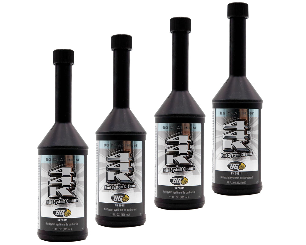 BG brand front packaging of 44K four-pack showing cans and clear label benefits
