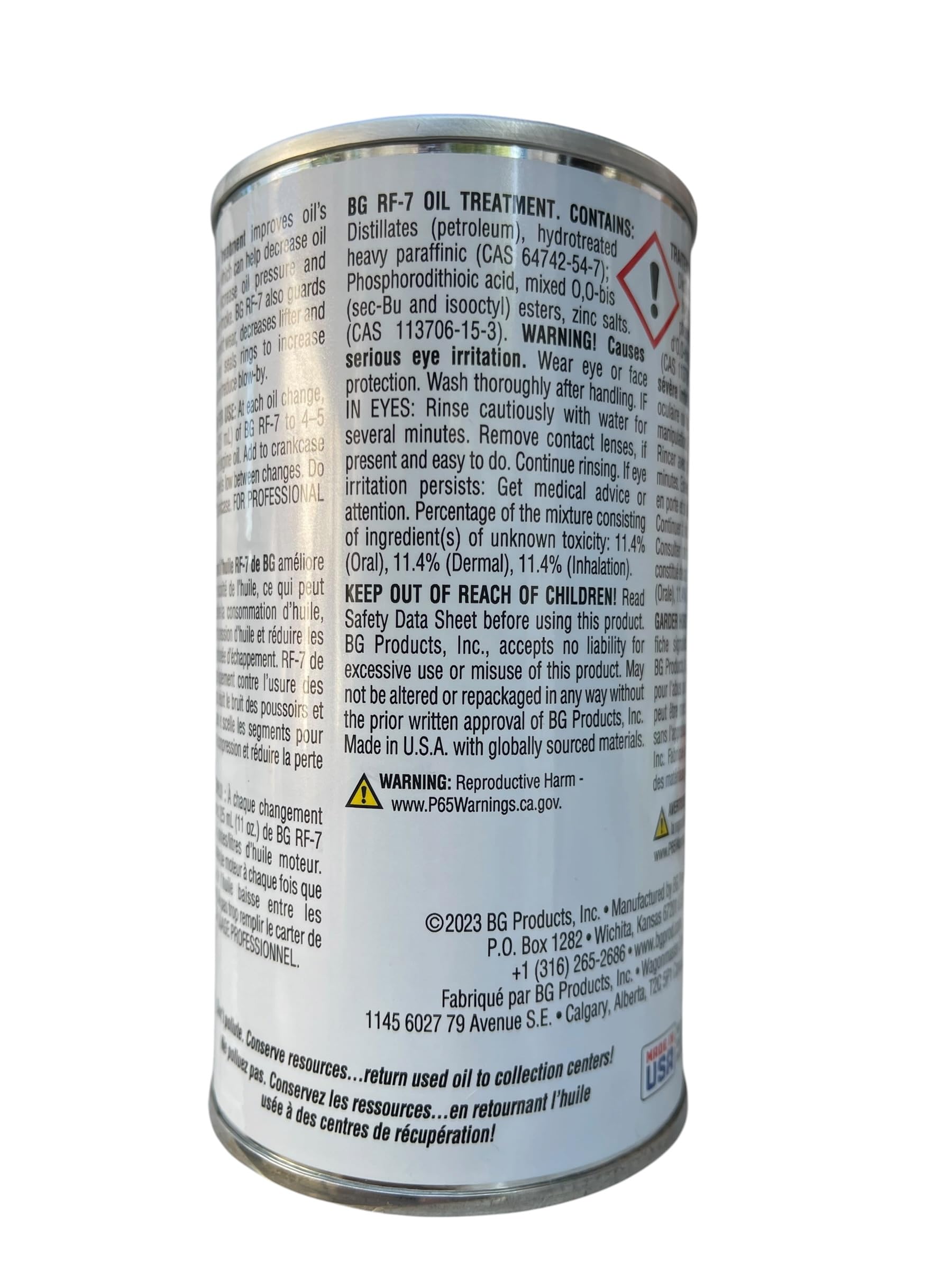 BG RF7 pouring into engine oil filler demonstrating easy application and mixing