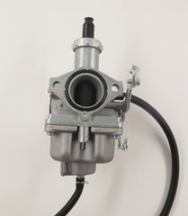 BH-Motor carburetor top detail with throttle linkage and jets visible, aids precise adjustment