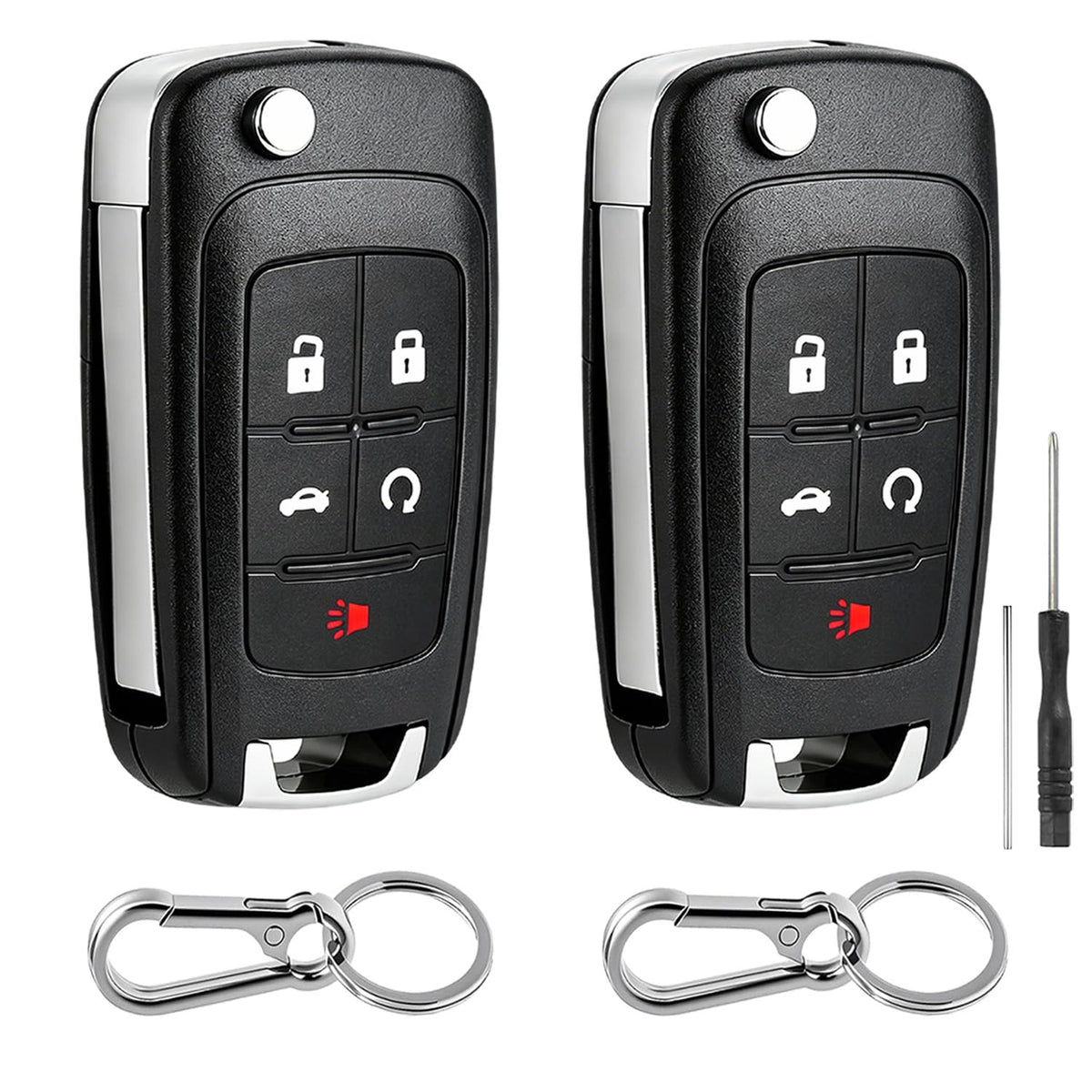 BHUMKEY front view of two replacement remotes showing compact design and fit