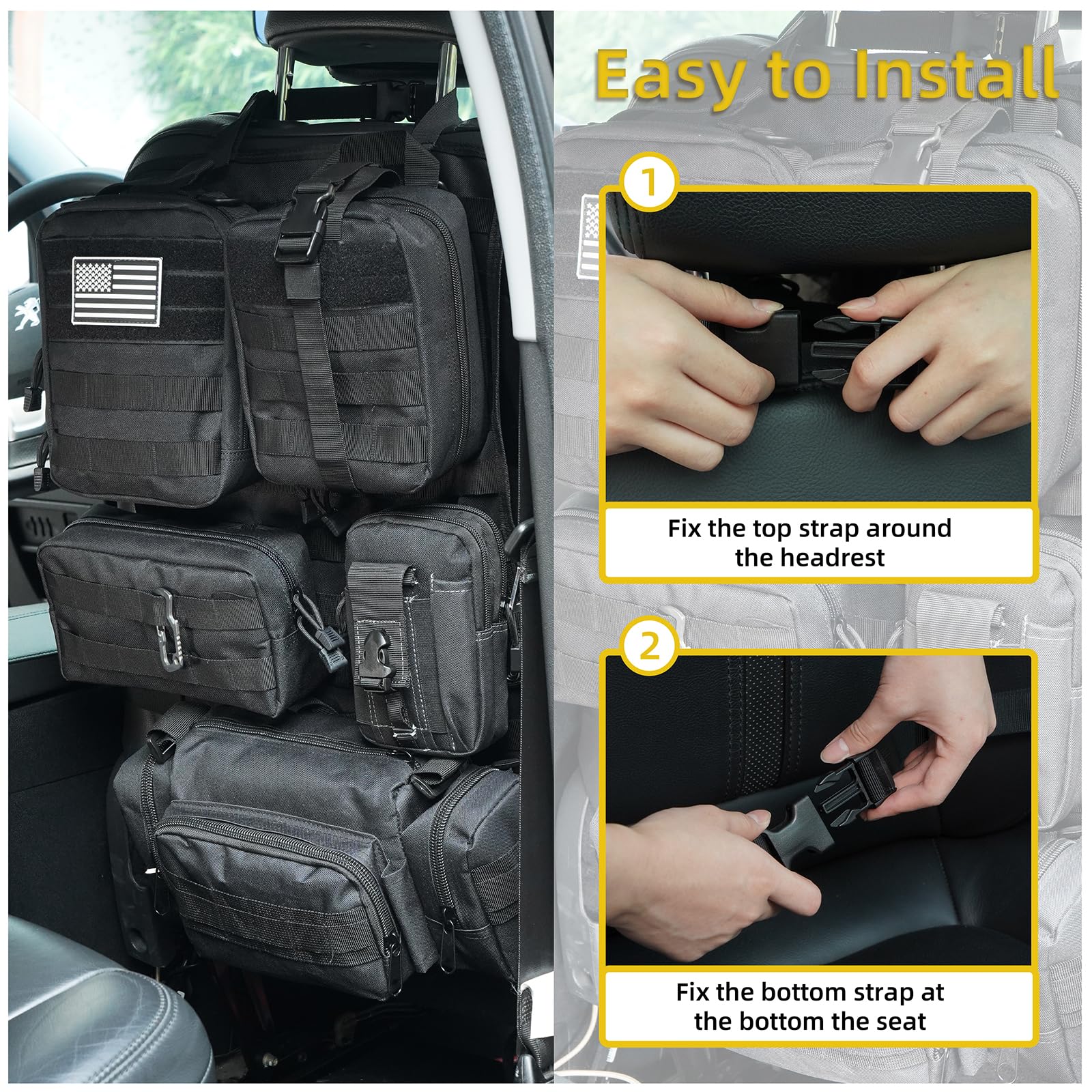 BIAOXMAW six detachable pouches displayed for modular organization and convenience